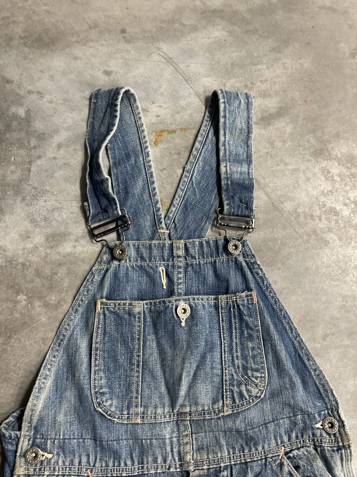 Vintage 40s Wreath Button Selvedge Denim Overalls