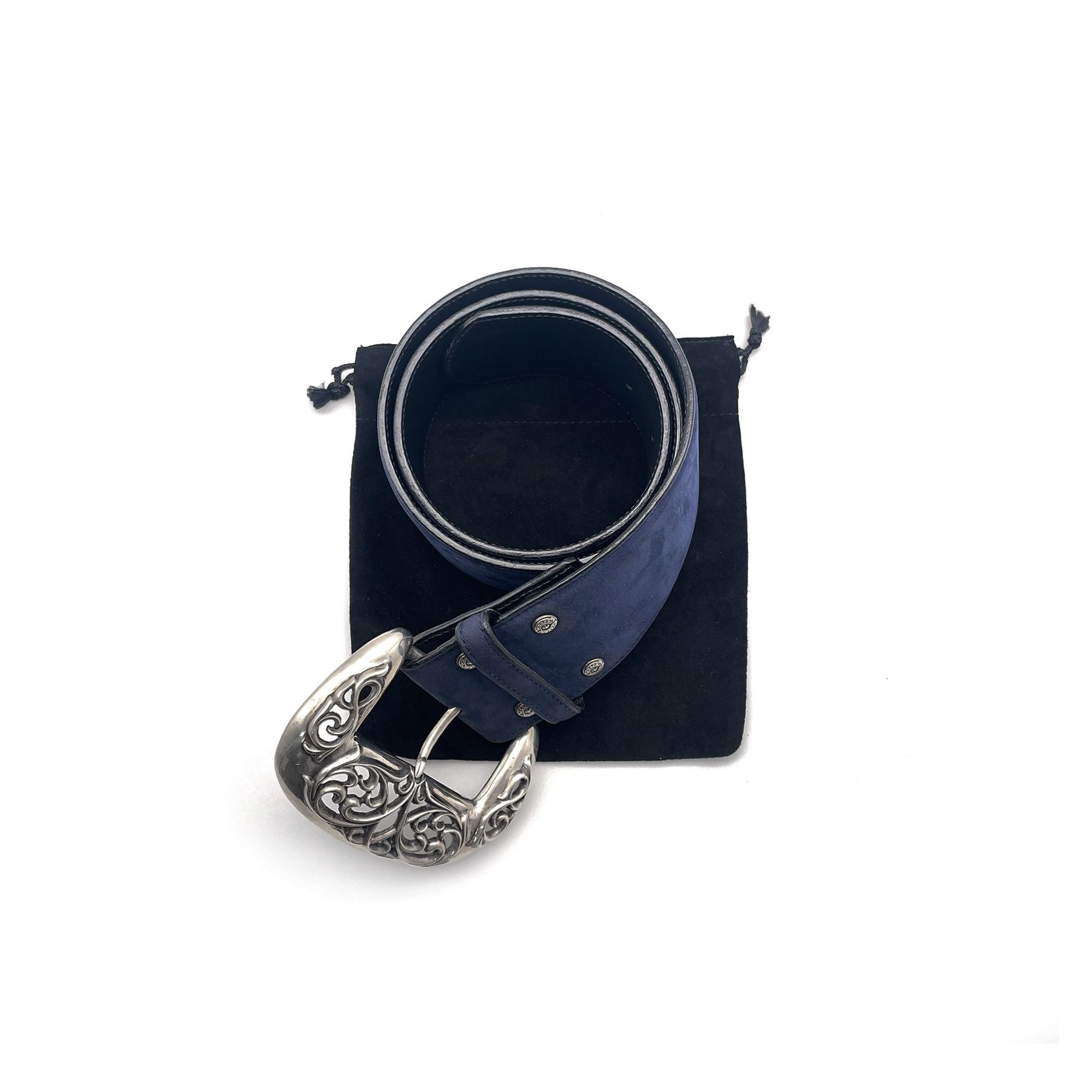 Chrome Hearts Chrome Hearts Silver Vine Navy Nubuck Classic Belt Size ONE SIZE - 3 Thumbnail