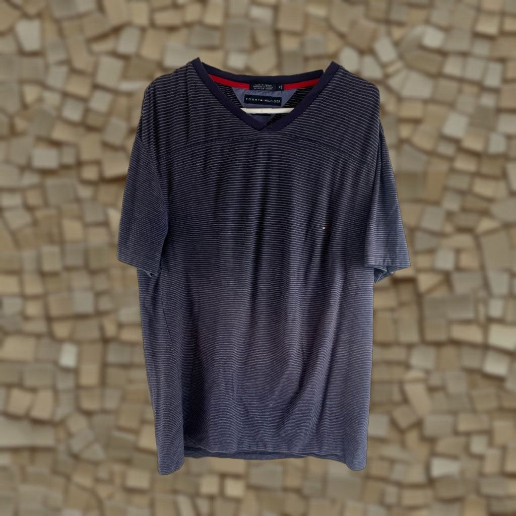 Tommy Hilfiger Tommy Hilfiger T-Shirt Mens Size M Polo Navy White Striped Stretch Size US M / EU 48-50 / 2 - 1 Thumbnail