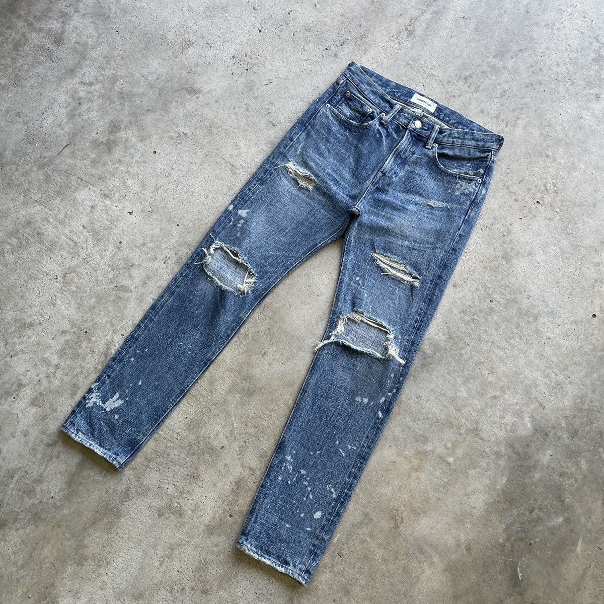 Japanese Brand Vintage Monkey Time Japan Ripped Jeans Faded Pants Denim Size US 30 / EU 46 - 2 Thumbnail