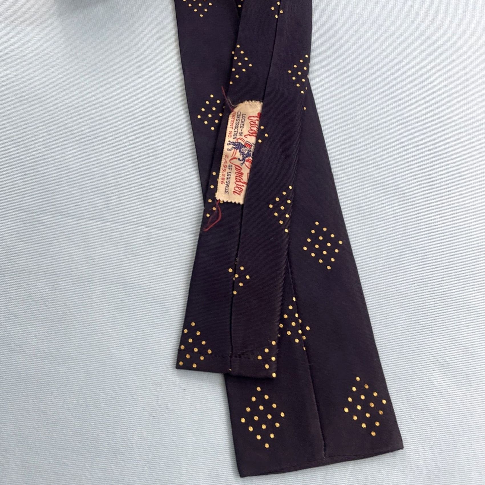 MCM VINTAGE Cavalier of Louisville Tie Neckwear Polka Dot Blue Yellow MCM Deco Rockabilly 3x53 Silk Necktie Men Size ONE SIZE - 6 Thumbnail