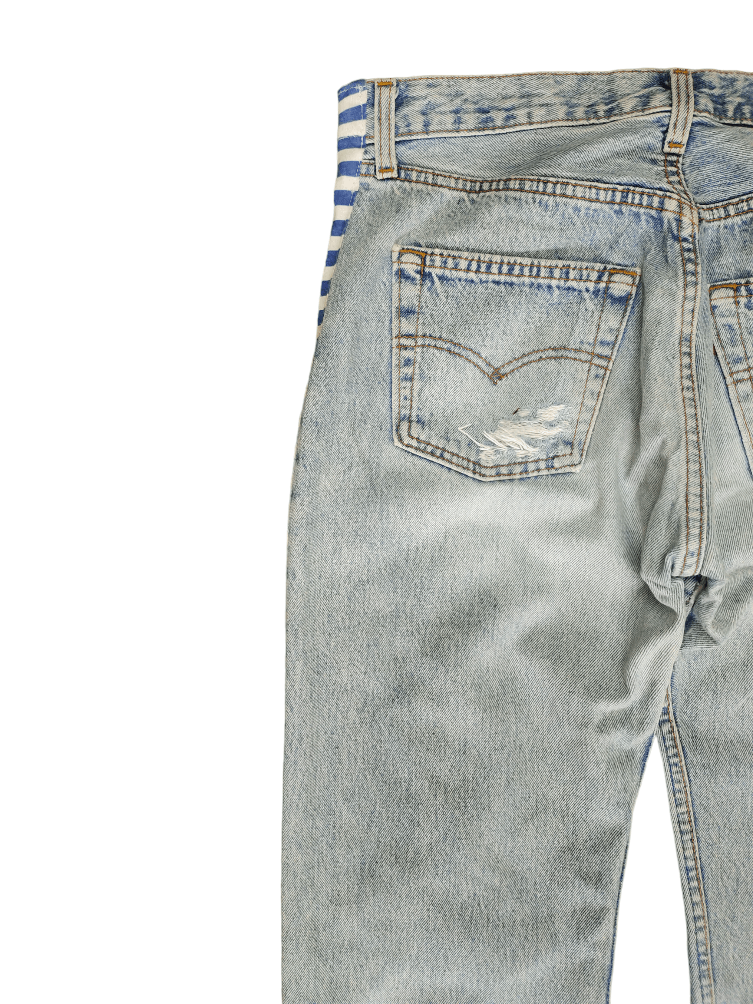 Levi's Vintage Clothing Vintage Levi's 501 Reconstruct Distressed Striped Tape Jeans Size US 31 - 13 Thumbnail