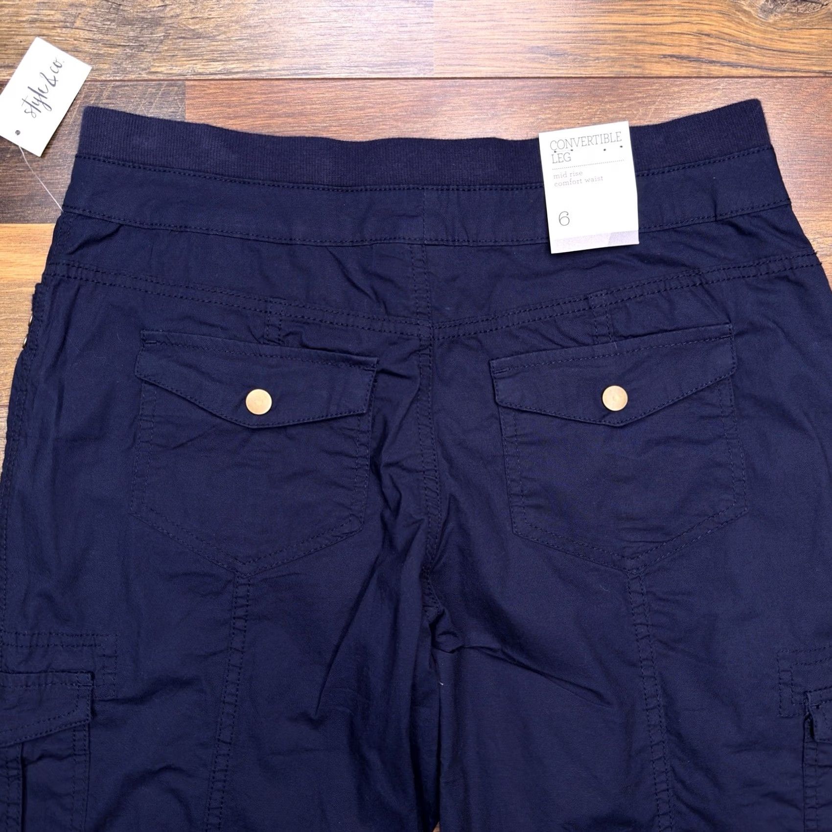 Vintage Style & Co Convertible Leg Pants Womens 6 Navy Mid Rise Comfort Waist New Size 28" / US 6 / IT 42 - 7 Thumbnail