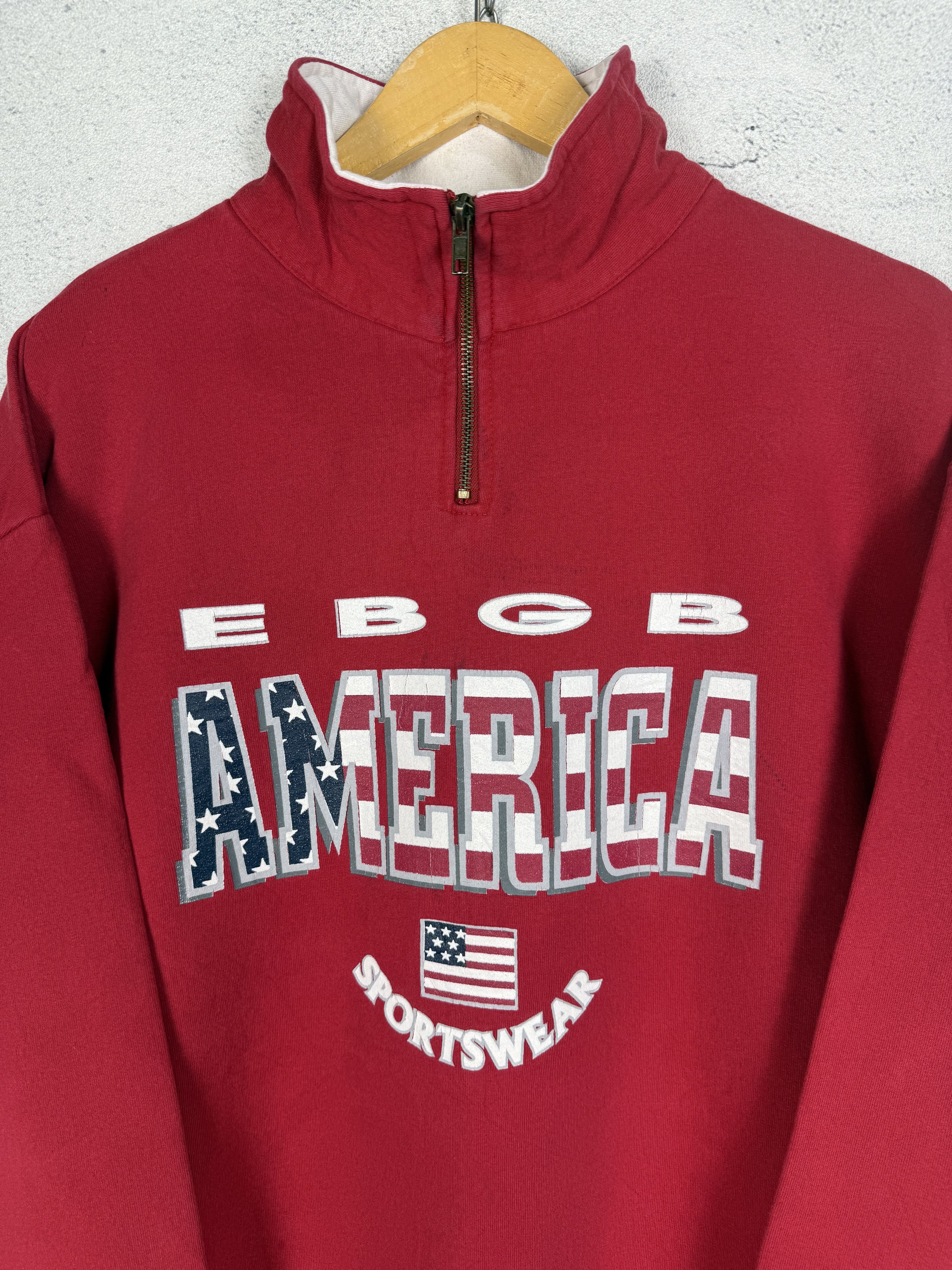 Vintage Vintage 90s EBGB American Sportswear Half Zip Sweatshirt Size US L / EU 52-54 / 3 - 3 Thumbnail