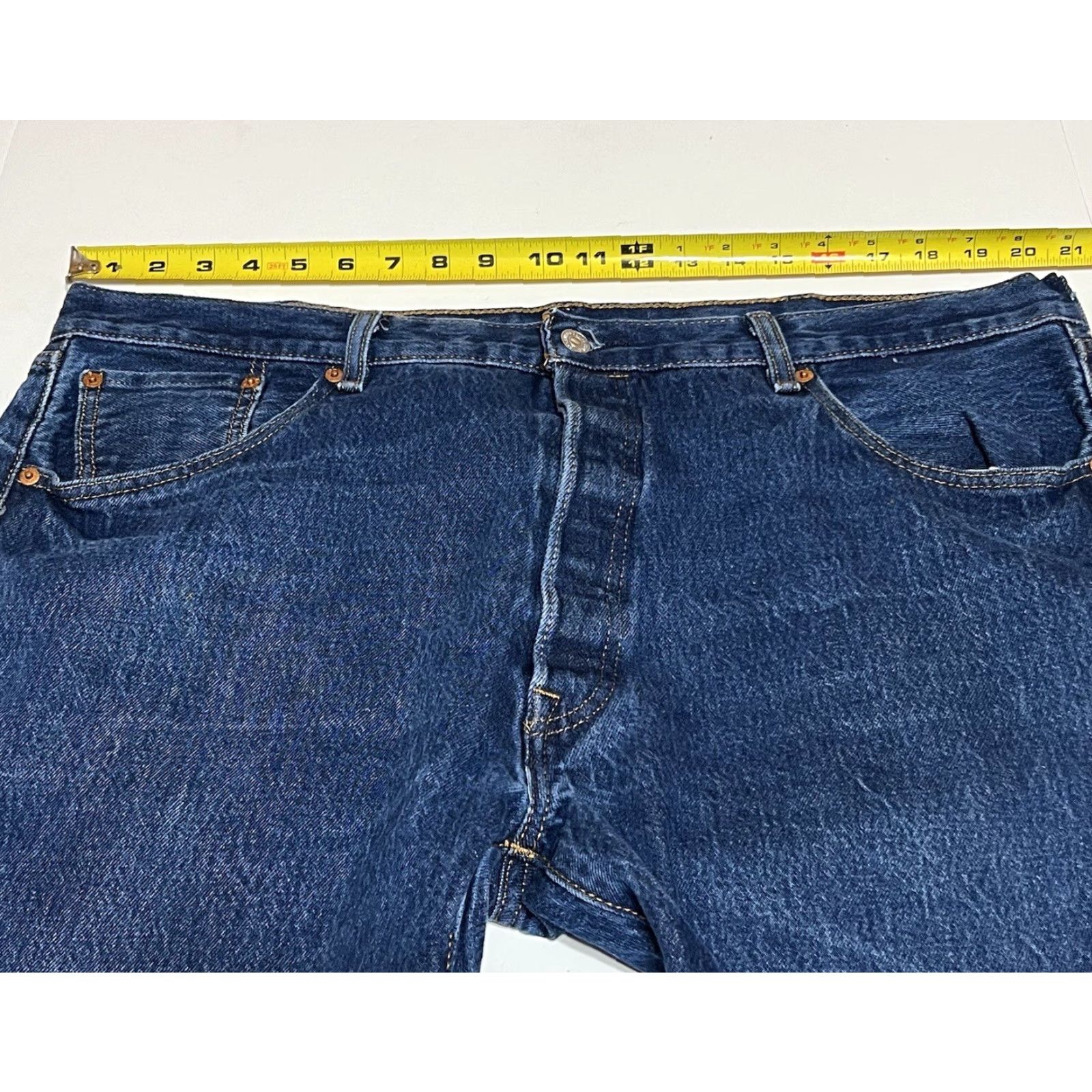 Levi's VINTAGE Levi's 501 Jeans Mens Regular Straight Distressed Blue Denim 42x32 42x29 Button Fly 501 Model Jeans Mens Size US 42 / EU 58 - 3 Thumbnail