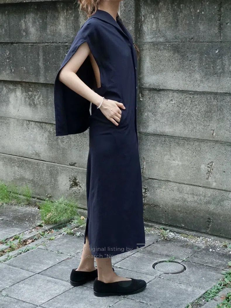 Y's Y's 1996ss Navy Neck Halter Dress Size ONE SIZE - 4 Thumbnail