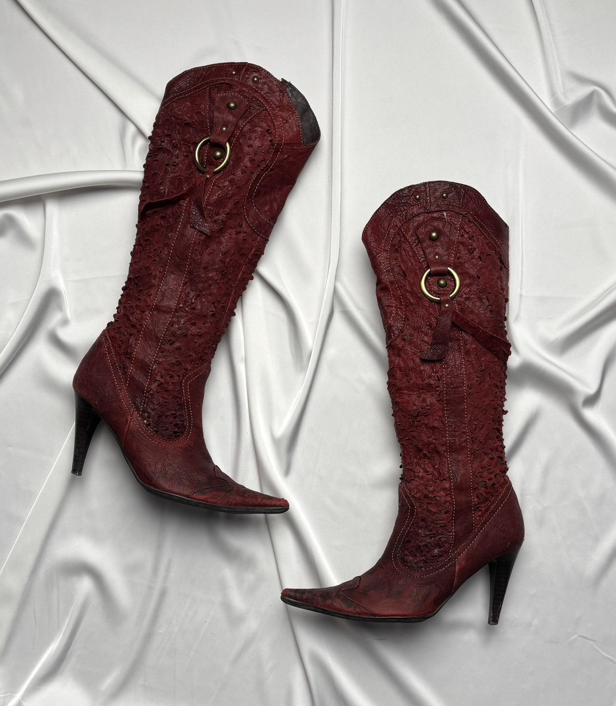 Avant Garde x Vintage Leather High Heel Shoes Boots in Red, Women's (Size 6)