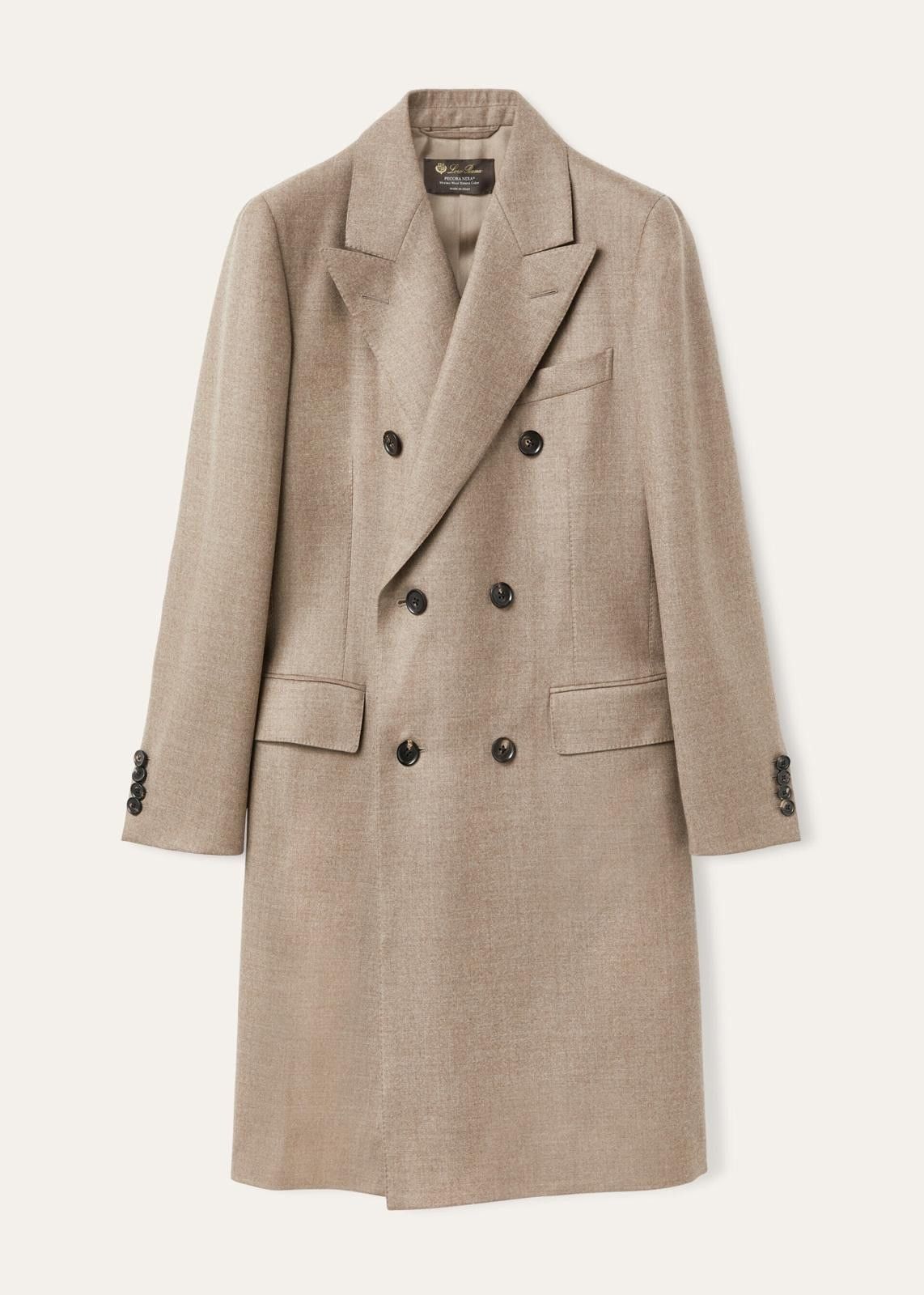 o1srvl11e0725 FAO3484 Virgin Wool Double-breasted Coat Grey