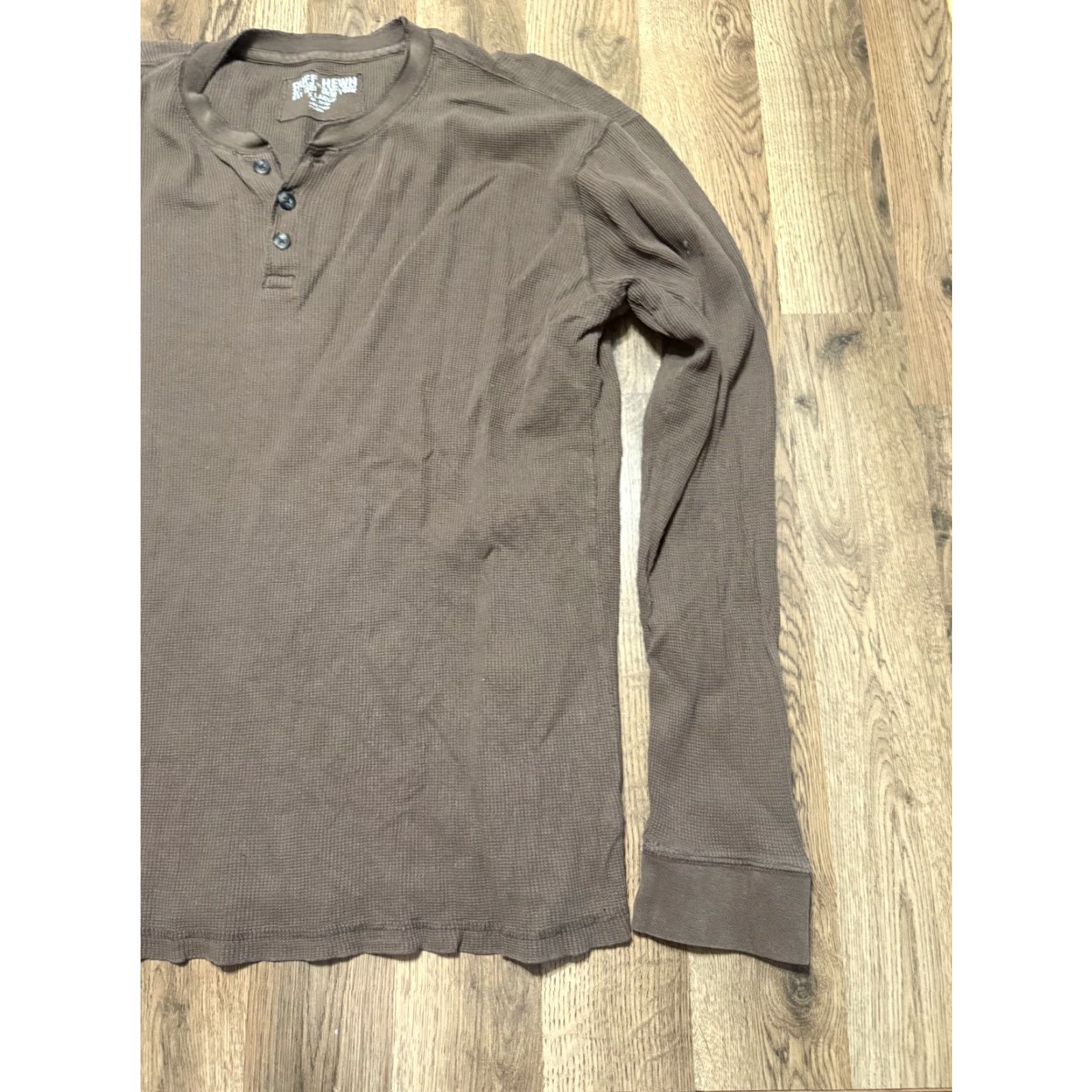 Vintage Ruff Hewn Shirt Mens XL Brown Long Sleeve Henley 1/4 Buttons Shirt Regular? Size US XL / EU 56 / 4 - 4 Thumbnail