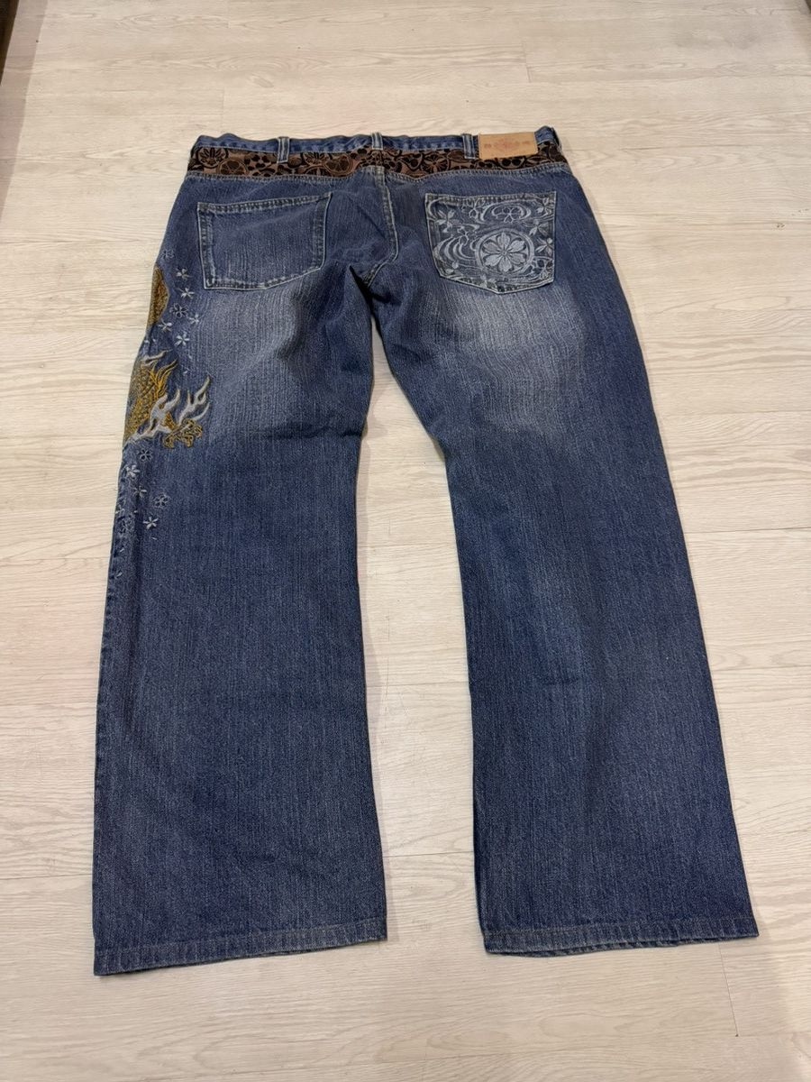 Japanese Brand Koi Dragon Sukajan Japan Jeans Embroidered Size 42” Size US 42 / EU 58 - 4 Thumbnail