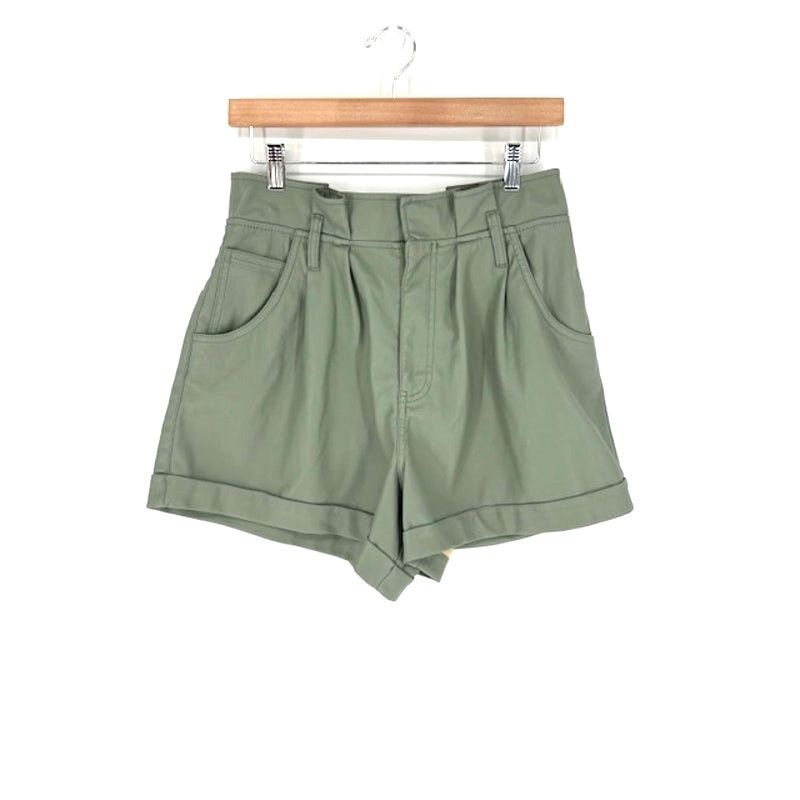 Marissa Webb Marissa Webb Faux Leather Shorts in Green Size 30" / US 8 / IT 44 - 2 Thumbnail