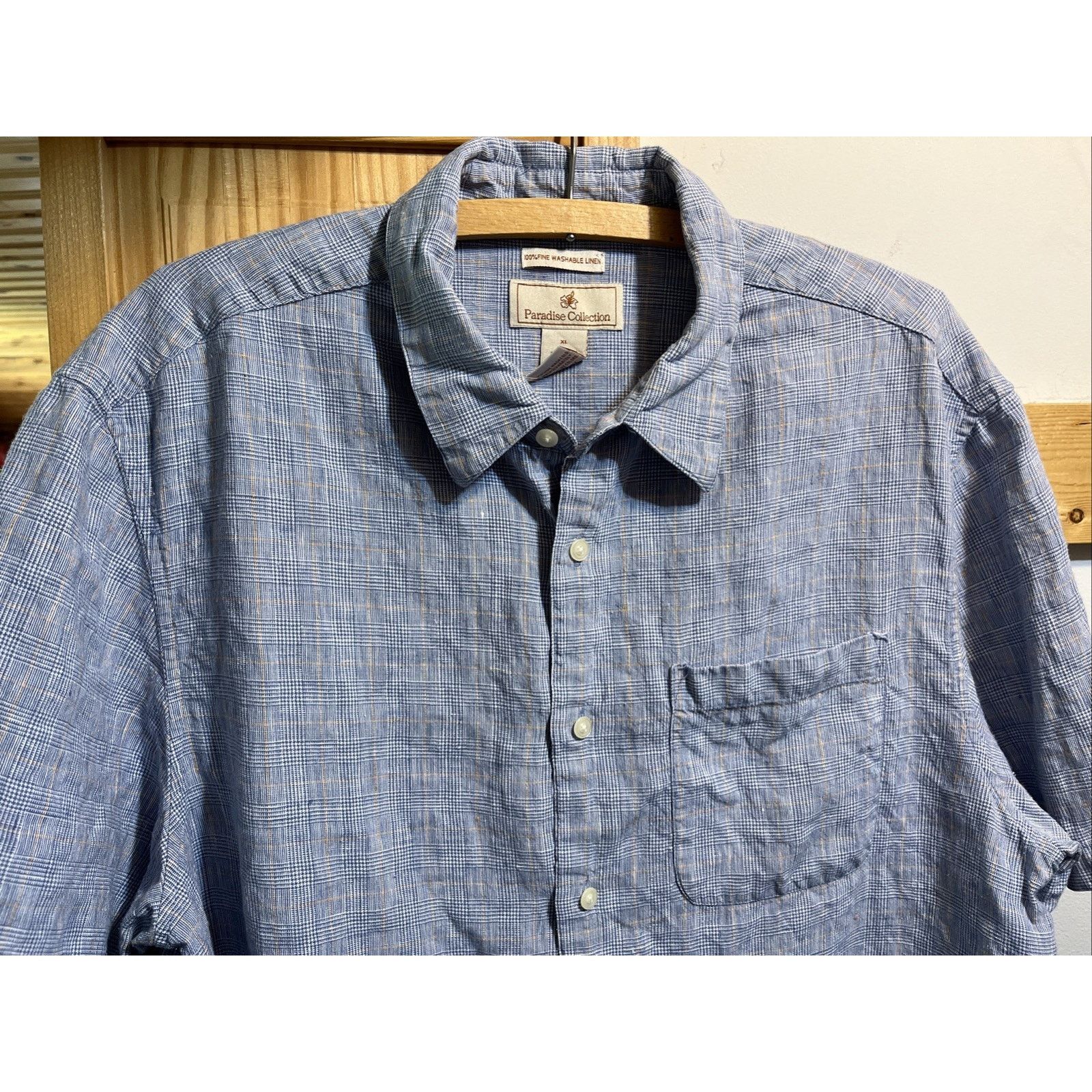 Other paradise collection men’s XL Linen SS Button Up Shirt Blue Size US XL / EU 56 / 4 - 4 Thumbnail