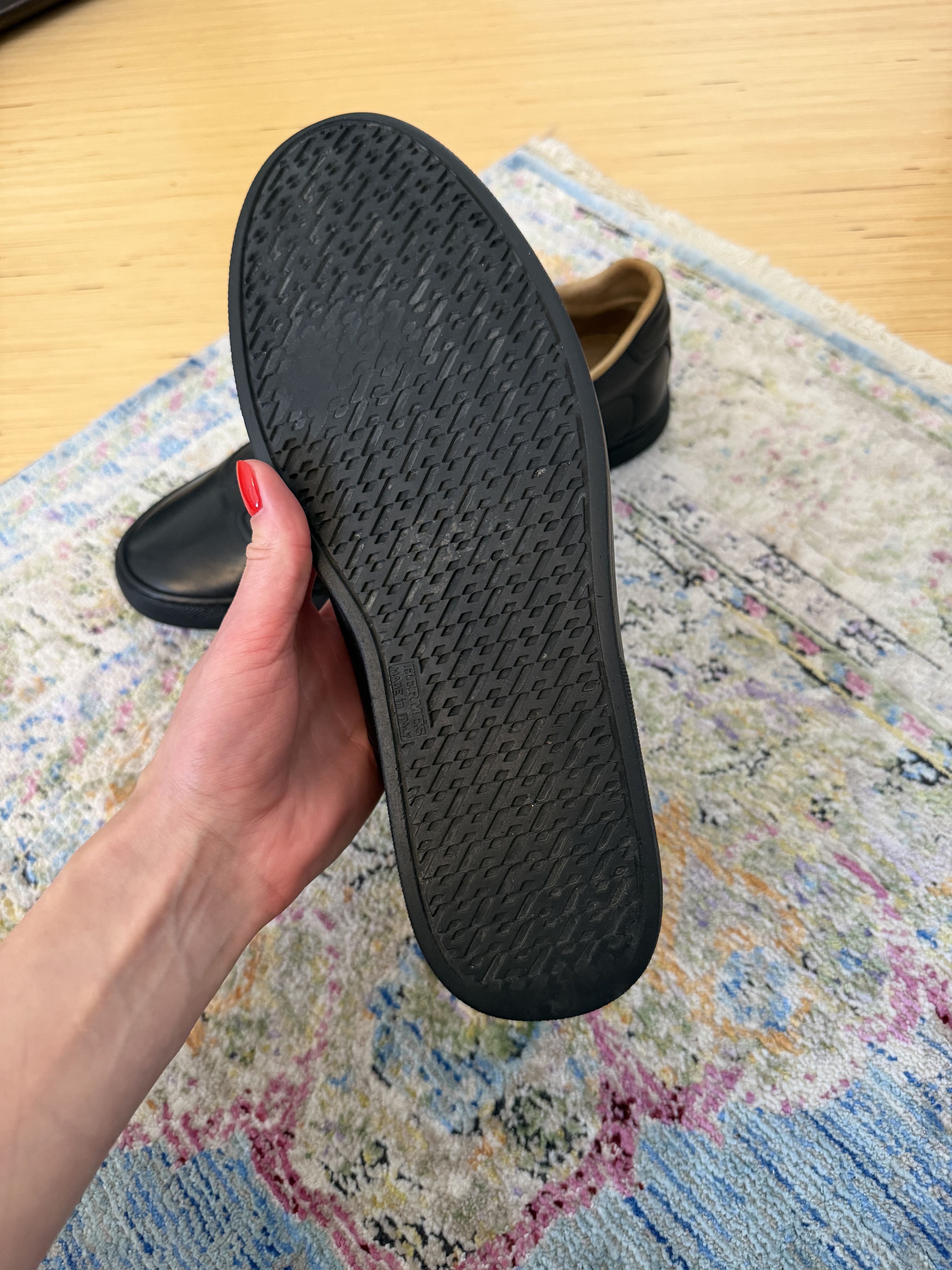 Hermes HERMÈS Quicker Black Leather Low Top Sneakers Size US 11.5 / EU 44-45 - 8 Thumbnail