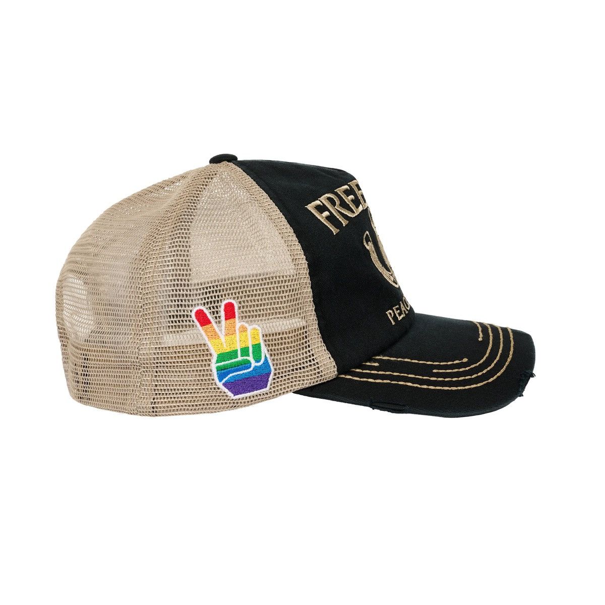 Palace Palace Freedom Distressed Trucker Hat Black Size ONE SIZE - 2 Thumbnail