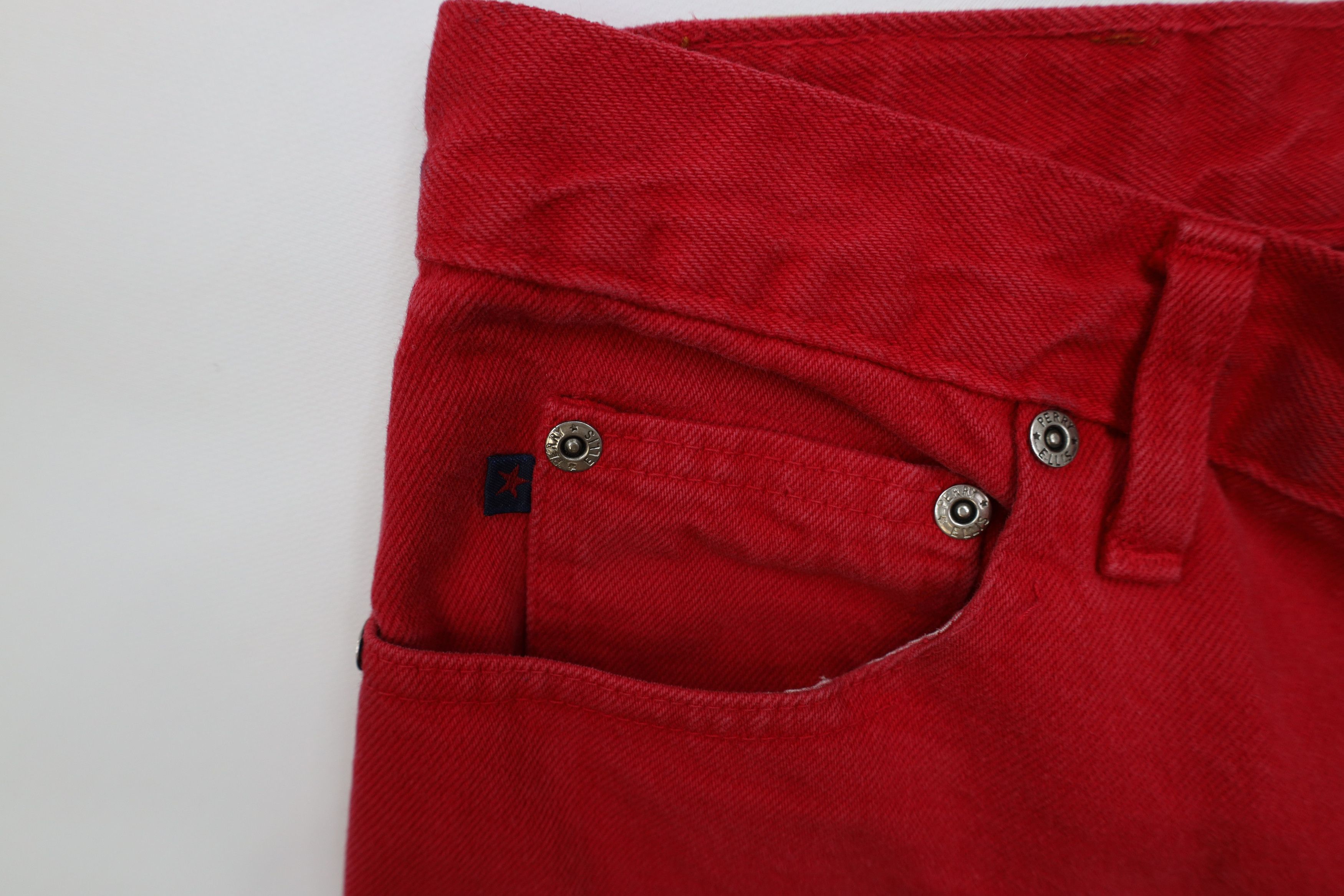 Perry Ellis Vintage 90s Perry Ellis Denim Jean Shorts Jorts Red USA Size US 30 / EU 46 - 7 Thumbnail