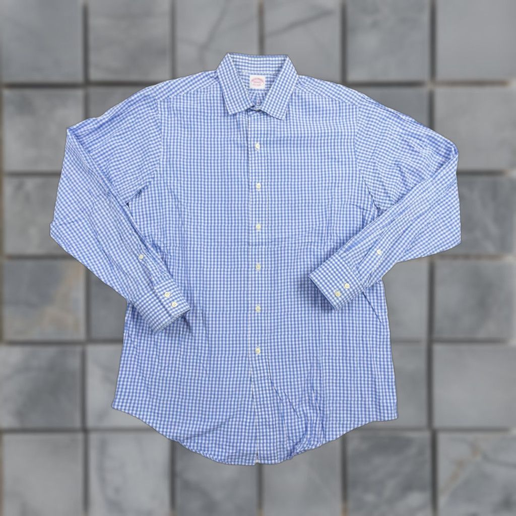 Brooks Brothers VINTAGE Brooks Brothers Men's Long Sleeve Button Up Shirt Casual Formal Workwear Plaid Blue L Size US L / EU 52-54 / 3 - 1 Thumbnail