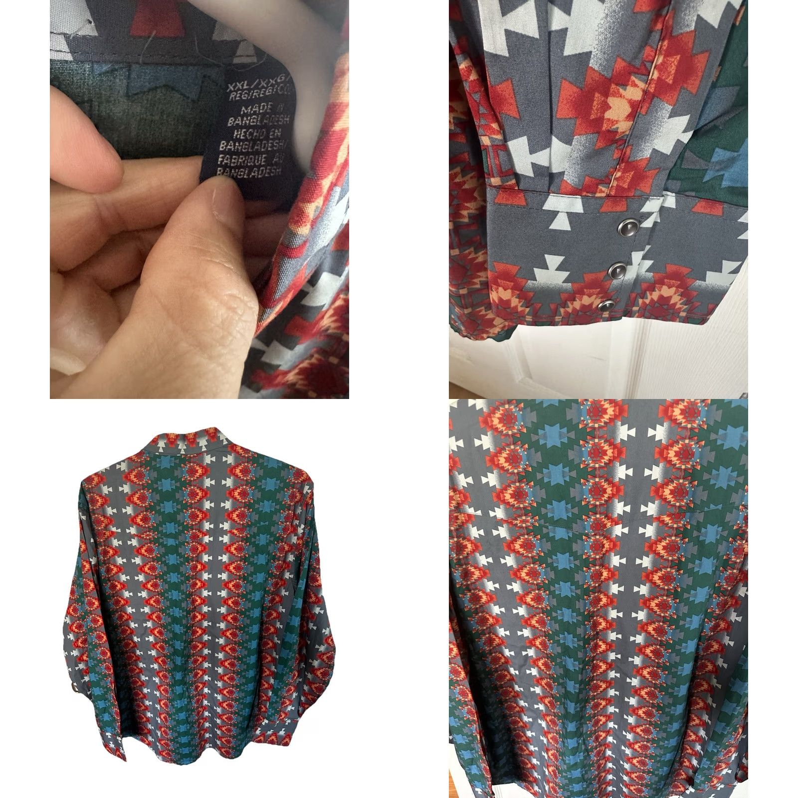Wrangler VINTAGE Wrangler Mens Shirt 2XL Multi Pearl Aztec Southwestern Tribal Checotah Rodeo NWT Size US XXL / EU 58 / 5 - 8 Thumbnail