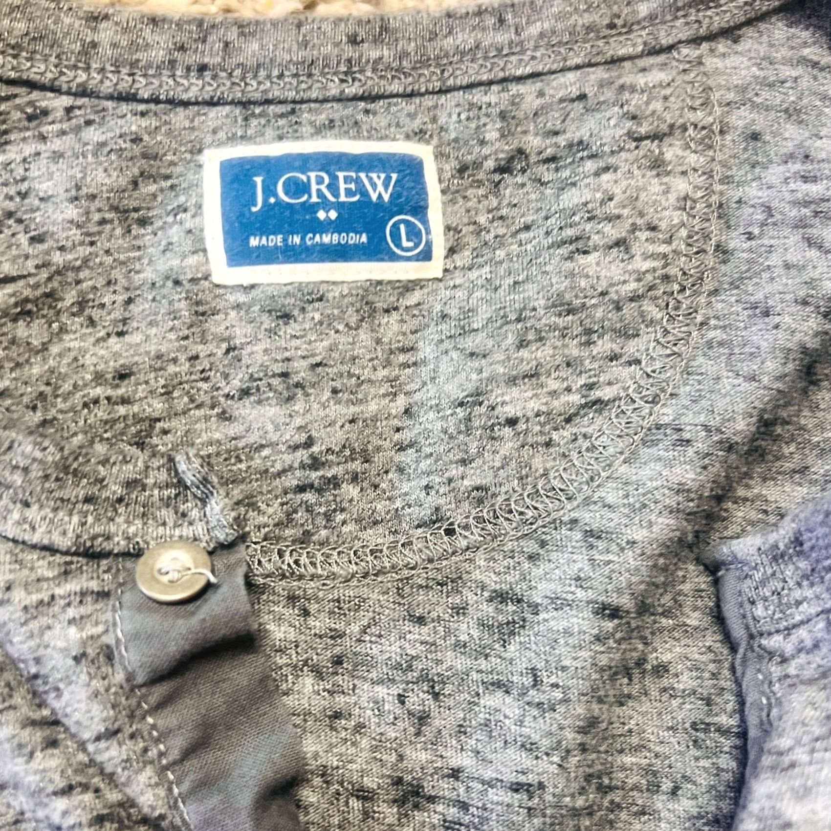 Vintage VINTAGE J Crew Mens Gray Wash 1/4 Button Up Long Sleeve Henley L Shirt Mens Girls Size US L / EU 52-54 / 3 - 4 Thumbnail