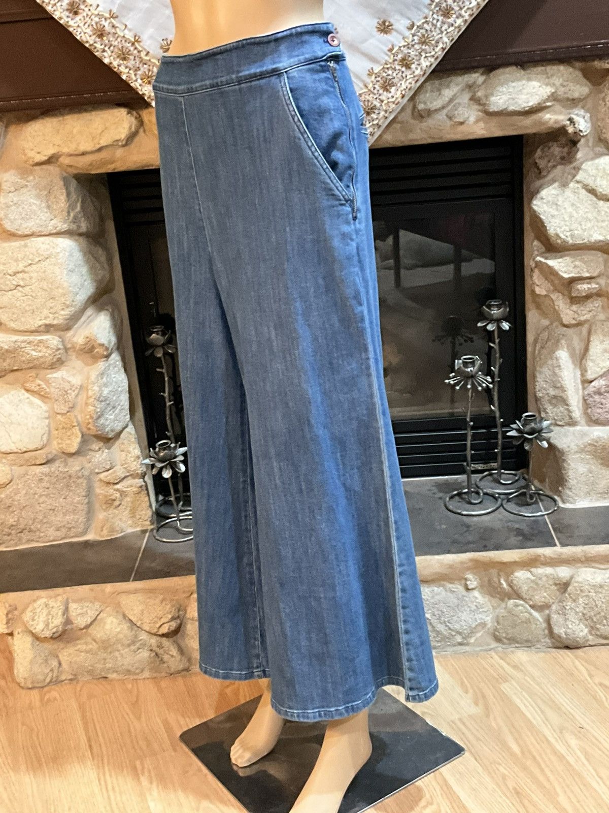 Anthropologie Anthropologie Pilcro And The Letterpress Wide-Leg Blue Jeans Size 32" / US 10 / IT 46 - 1 Thumbnail