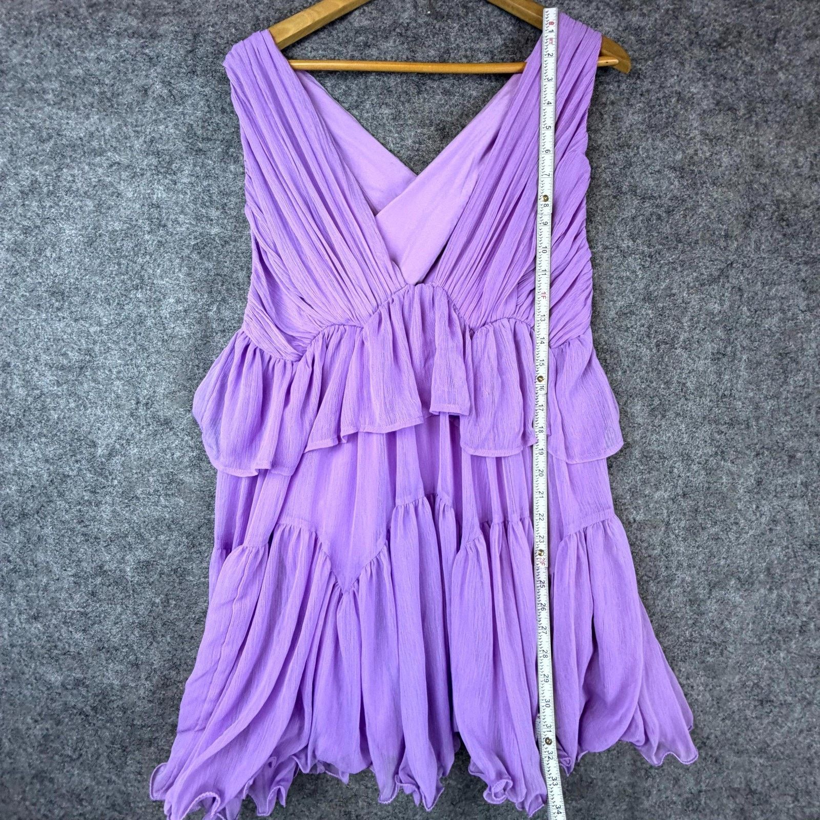 Asos Asos Design Dress Womens 10 Purple Pleated Tiered Boho Fairy Size L / US 10 / IT 46 - 3 Thumbnail
