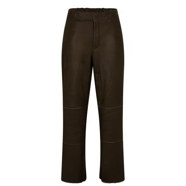 image of Jacquemus O1G2R1Mq0524 Leather Sweatpants & Joggers In Dark Khaki, Men's (Size 32)
