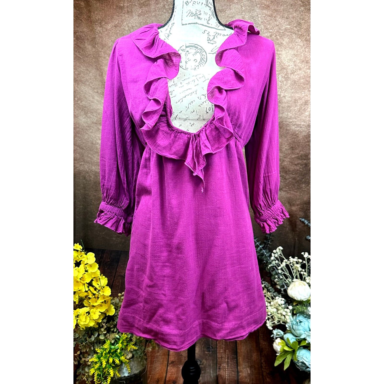 Free People Free People Ruffled Collar Morning Light Mini Dress/Top XS Size XS / US 0-2 / IT 36-38 - 3 Thumbnail