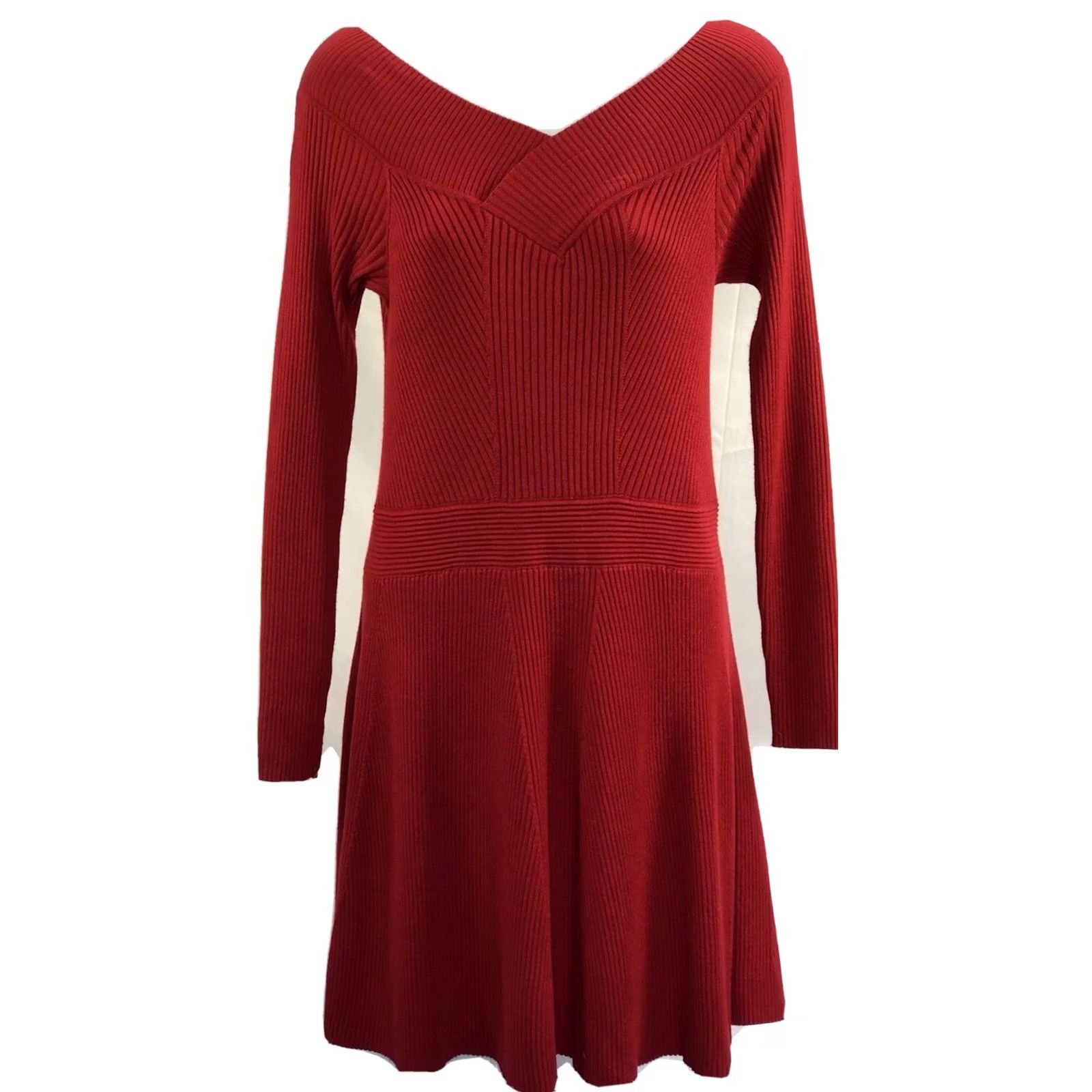 Vintage VINTAGE Candies Sweater Dress XL Jrs Red V-Neck Long Sleeve Fit & Flare Y2K Dressmens? Size XL / US 12-14 / IT 48-50 - 2 Thumbnail