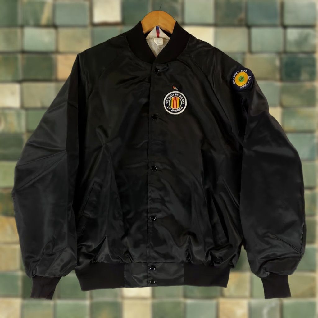 Vintage VINTAGE Vietnam West Ark Jacket VTG Satin Bomber Black Patches Veteran Mens XL Size US XL / EU 56 / 4 - 1 Thumbnail