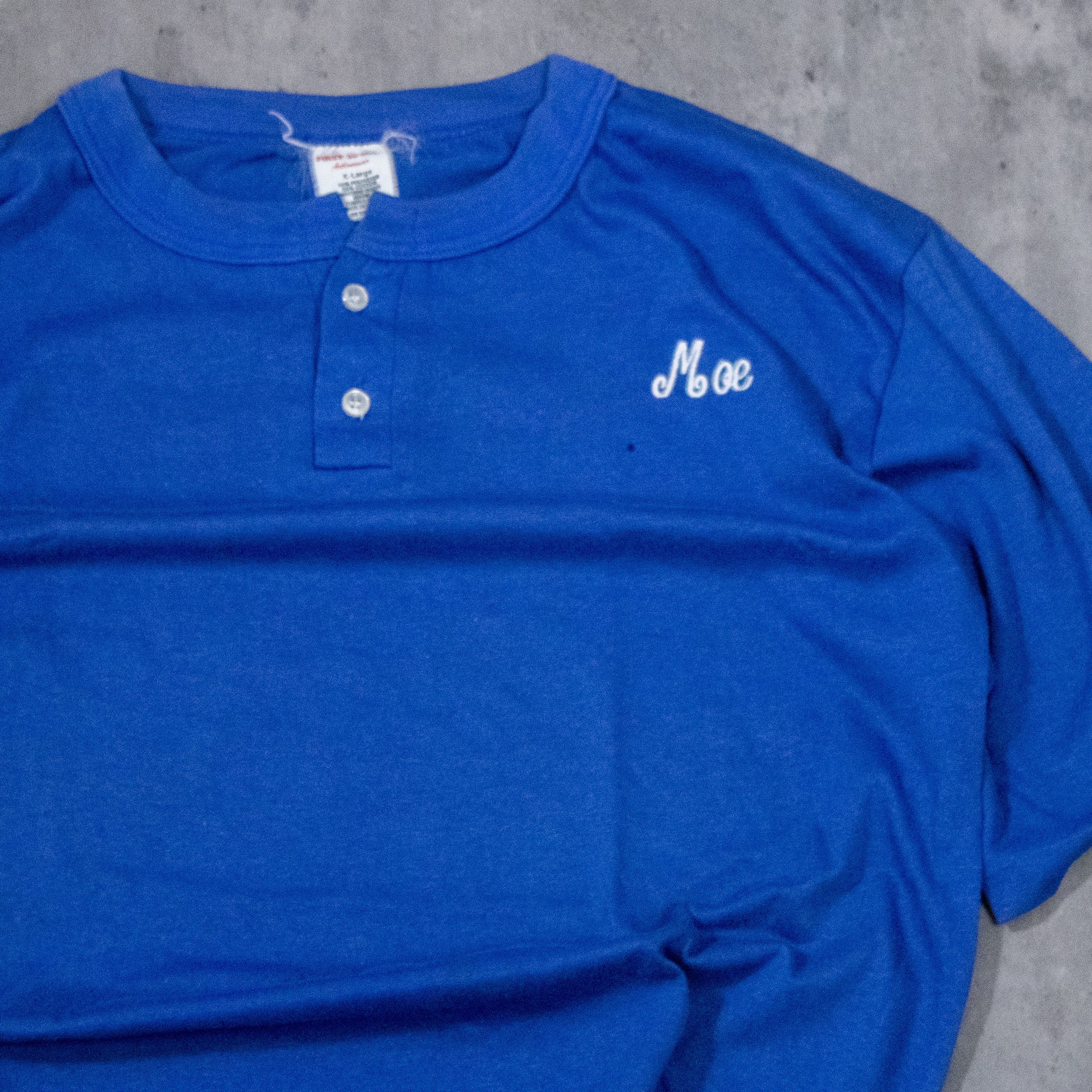 Japanese Brand Vintage 1970’s Henley True Vintage Single Stitch T-Shirt Size US L / EU 52-54 / 3 - 4 Thumbnail