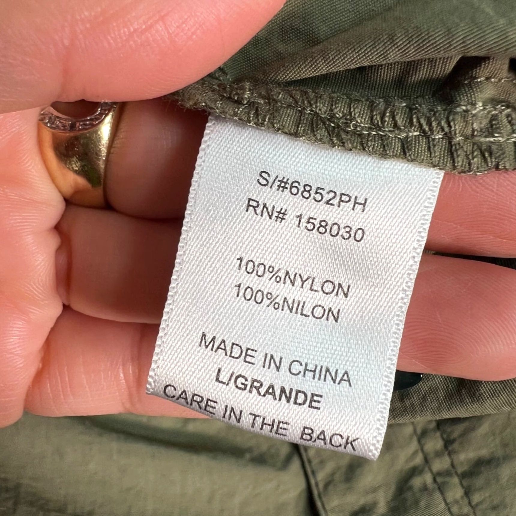 Olive Love Tree Womens L Wide Leg Cargo Pants Olive Green Drawstring Cuffs Size 36" / US 14 / IT 50 - 4 Thumbnail