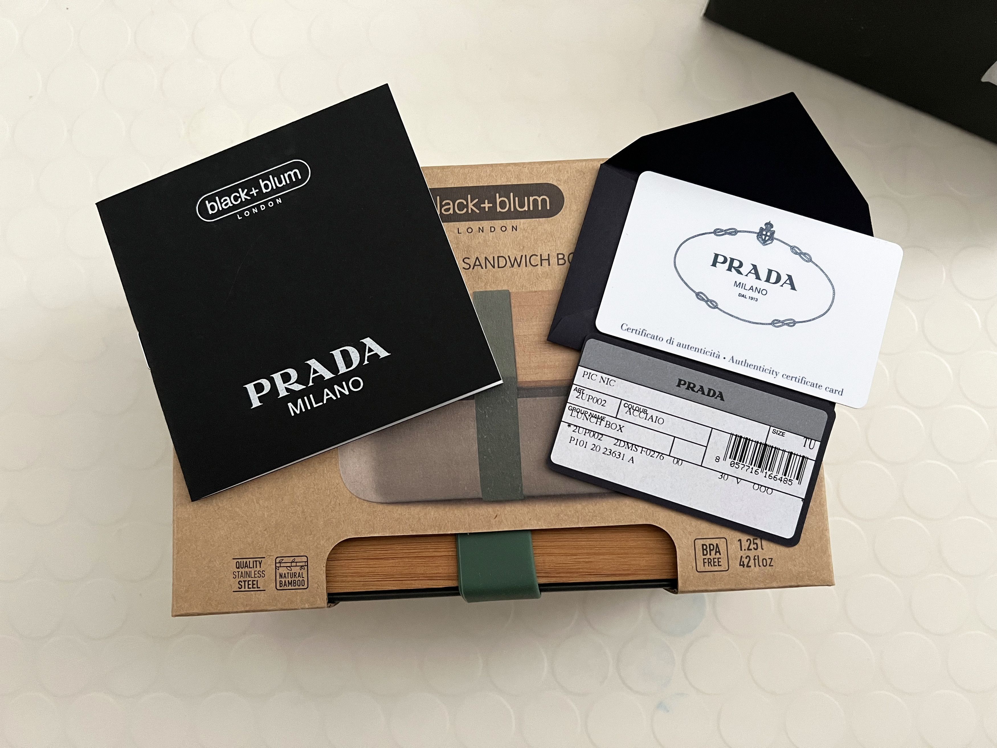image of Prada Boxed Stainless Steel Sandwich Box in Silver, Men's