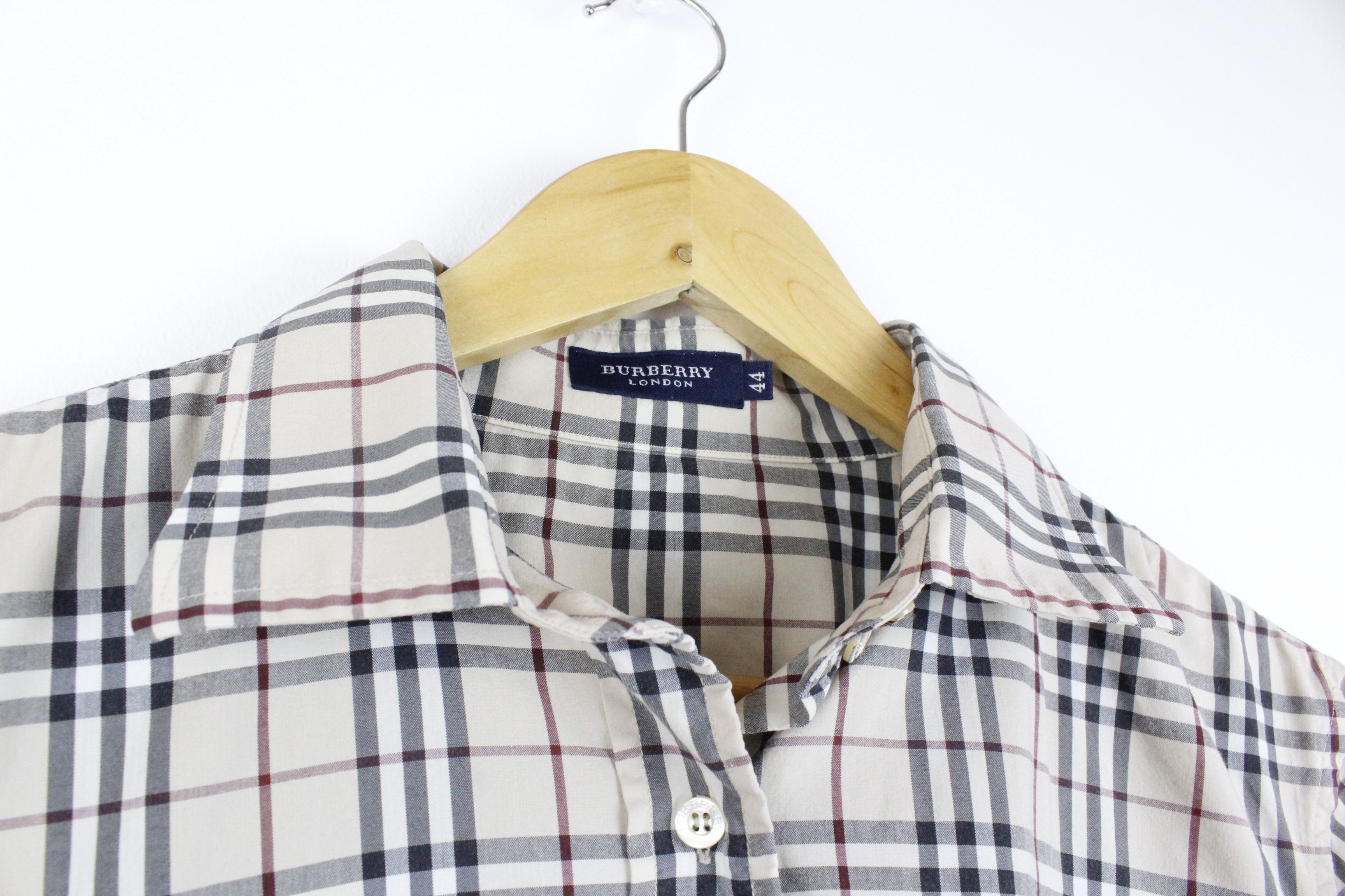 Burberry × Vintage Womens Burberry Logo Beige Nova Check Short Sleeve Shirt Size XL / US 12-14 / IT 48-50 - 3 Thumbnail