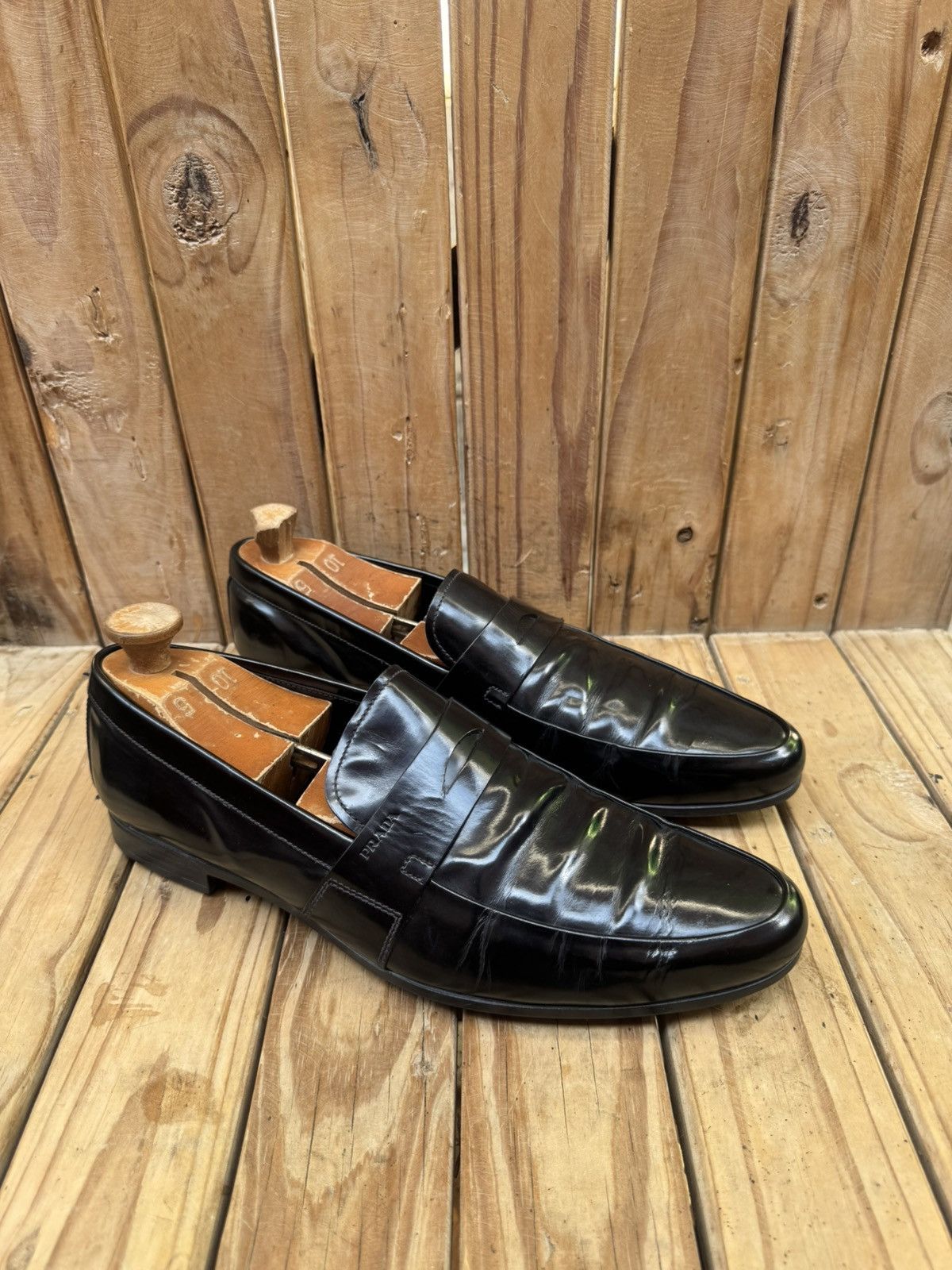 Prada Prada Men’s Penny black Leather Loafers Size Uk 9.5 USA 10.5 Size US 10.5 / EU 43-44 - 6 Thumbnail