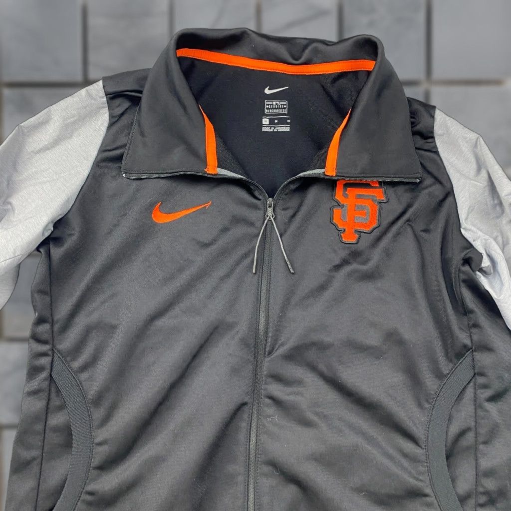 Nike San Francisco Giants MLB Jacket Mens M Gray Black Full Zip Pockets Embroidered Logo Durable Baseball Sports Fan Jacket Mens M Multicolor