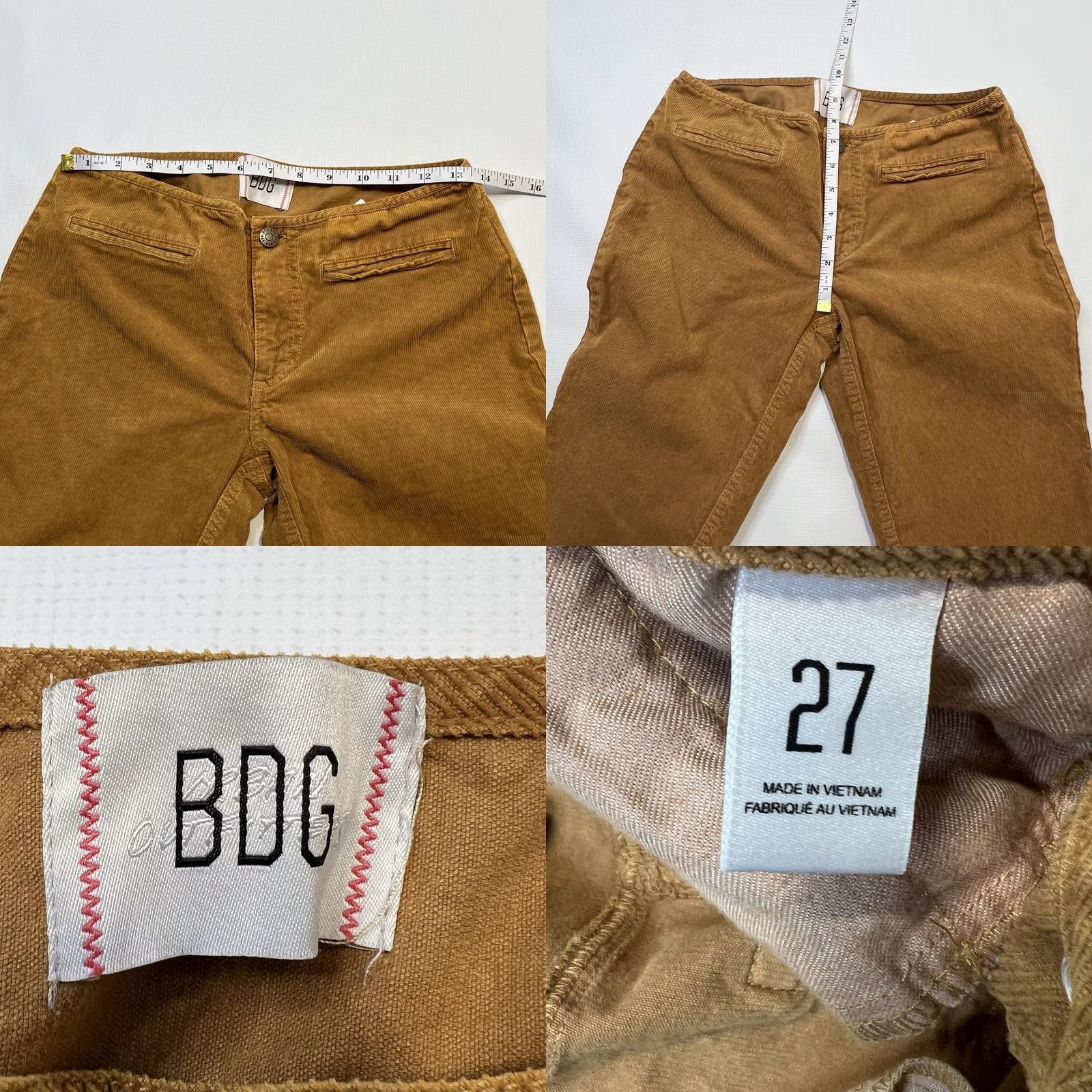 Bdg BDG Urban Outfitters Eloise Ultra Low Rise Corduroy Pants Women 27 Gold Comfortable Slim Pockets 90s Grunge Bohemian Vintage: No Size 27" / US 4 / IT 40 - 8 Thumbnail