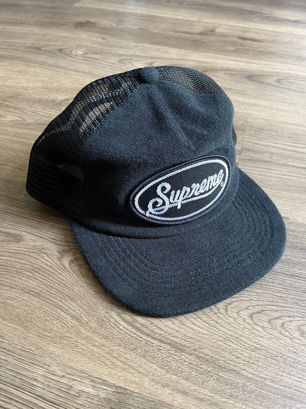 日本産 Supreme Terry Mesh Back – Mesh 5-Panel Black Spring/Summer 帽子