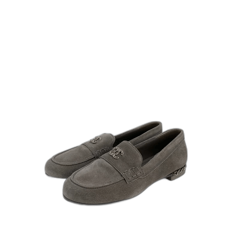 Chanel Chanel Gray Suede Slip-On Loafers Size 36.5 Size US 6 / IT 36 - 1 Thumbnail