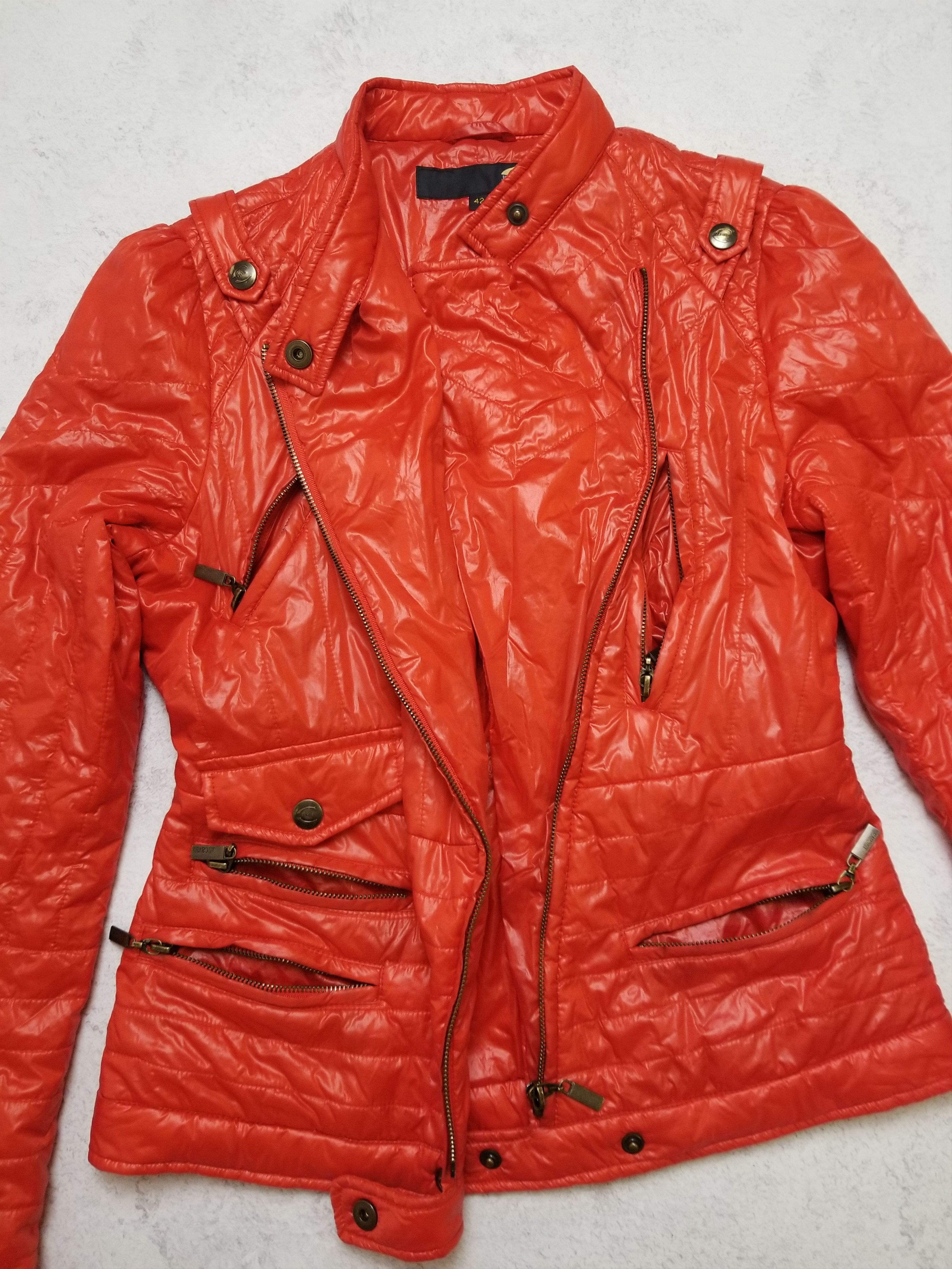 Just Cavalli Y2K Biker Slim Puffer Red Jacket Size M / US 6-8 / IT 42-44 - 10 Thumbnail