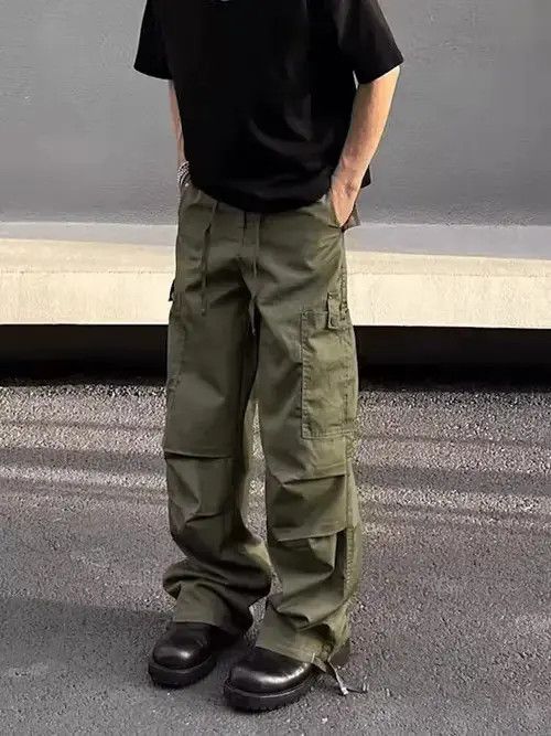 Japanese Brand × Vintage Street Style Green Paratrooper Straight Leg Cargo Pants Size US 32 / EU 48 - 1 Thumbnail