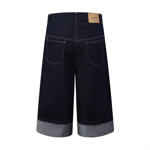 VIBE Men's straight-leg contrast-color cuffed denim shorts Size US 32 / EU 48 - 4 Thumbnail