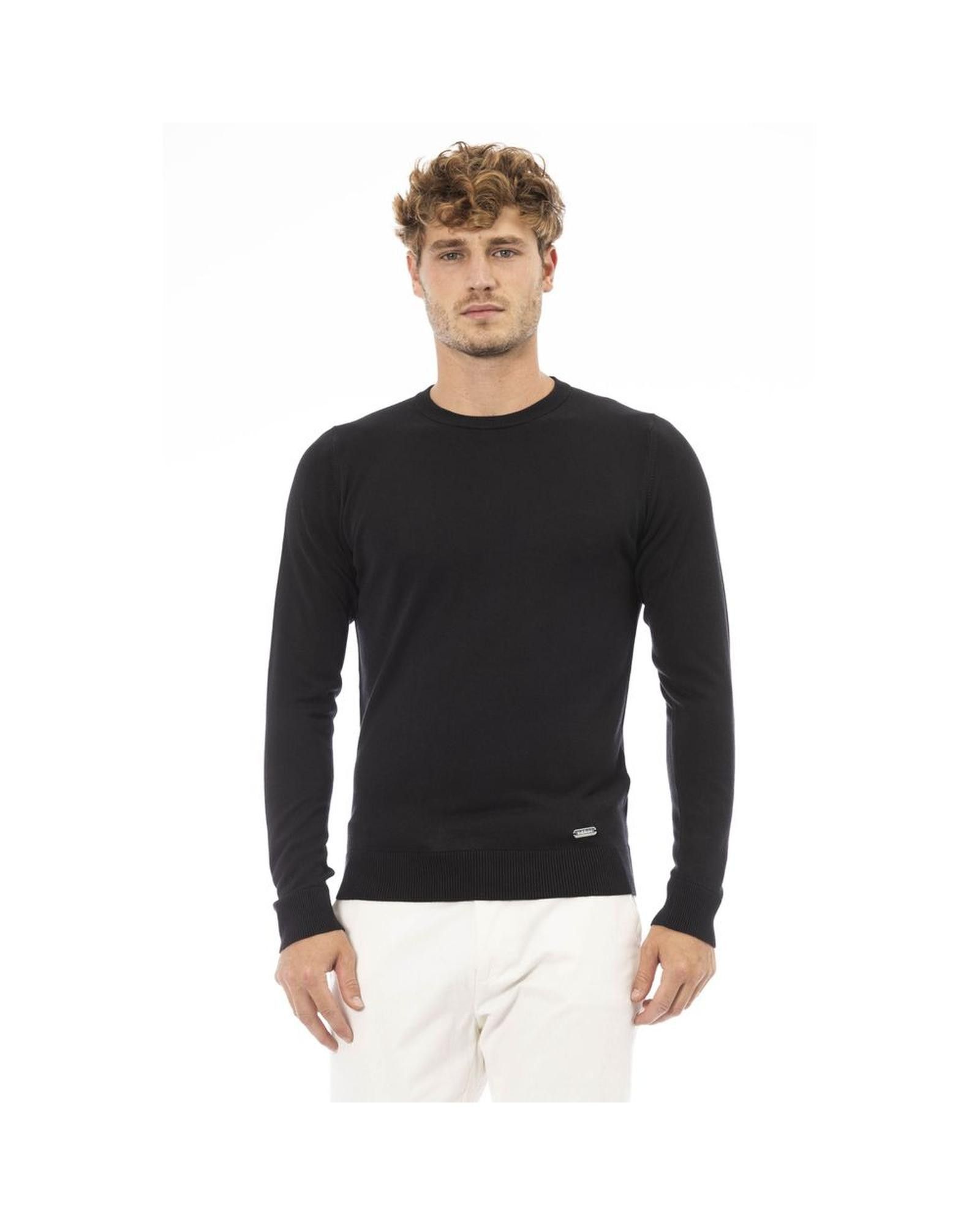 image of Baldinini Modal Crew Neck Sweater in Black, Men's (Size XL)