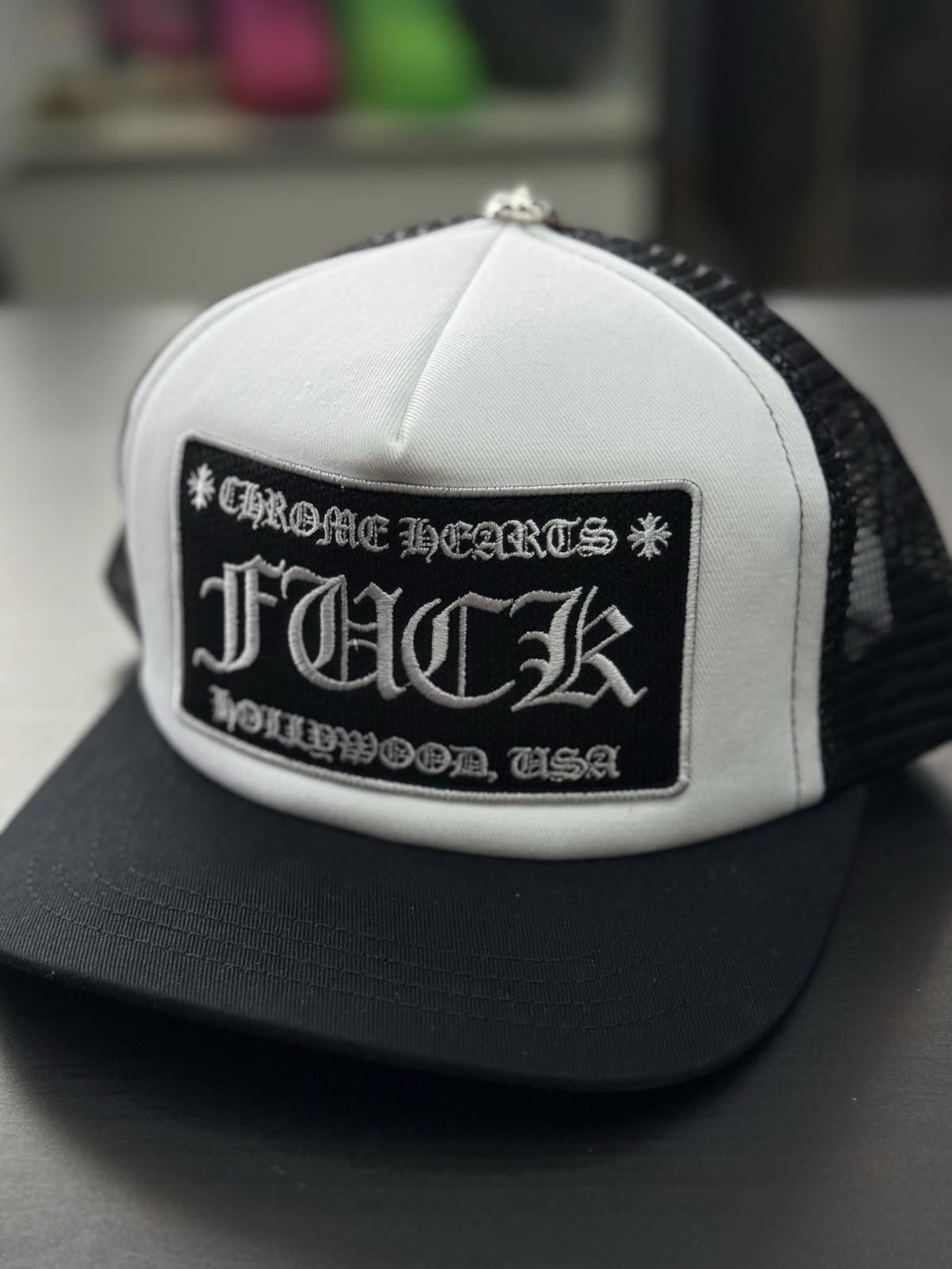 Chrome Hearts Chrome Hearts Black Patch Trucker Hollywood White Hat Size ONE SIZE - 5 Thumbnail