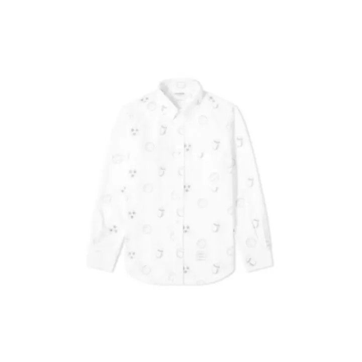 Thom Browne White Patterned Long Sleeve Shirt 0079