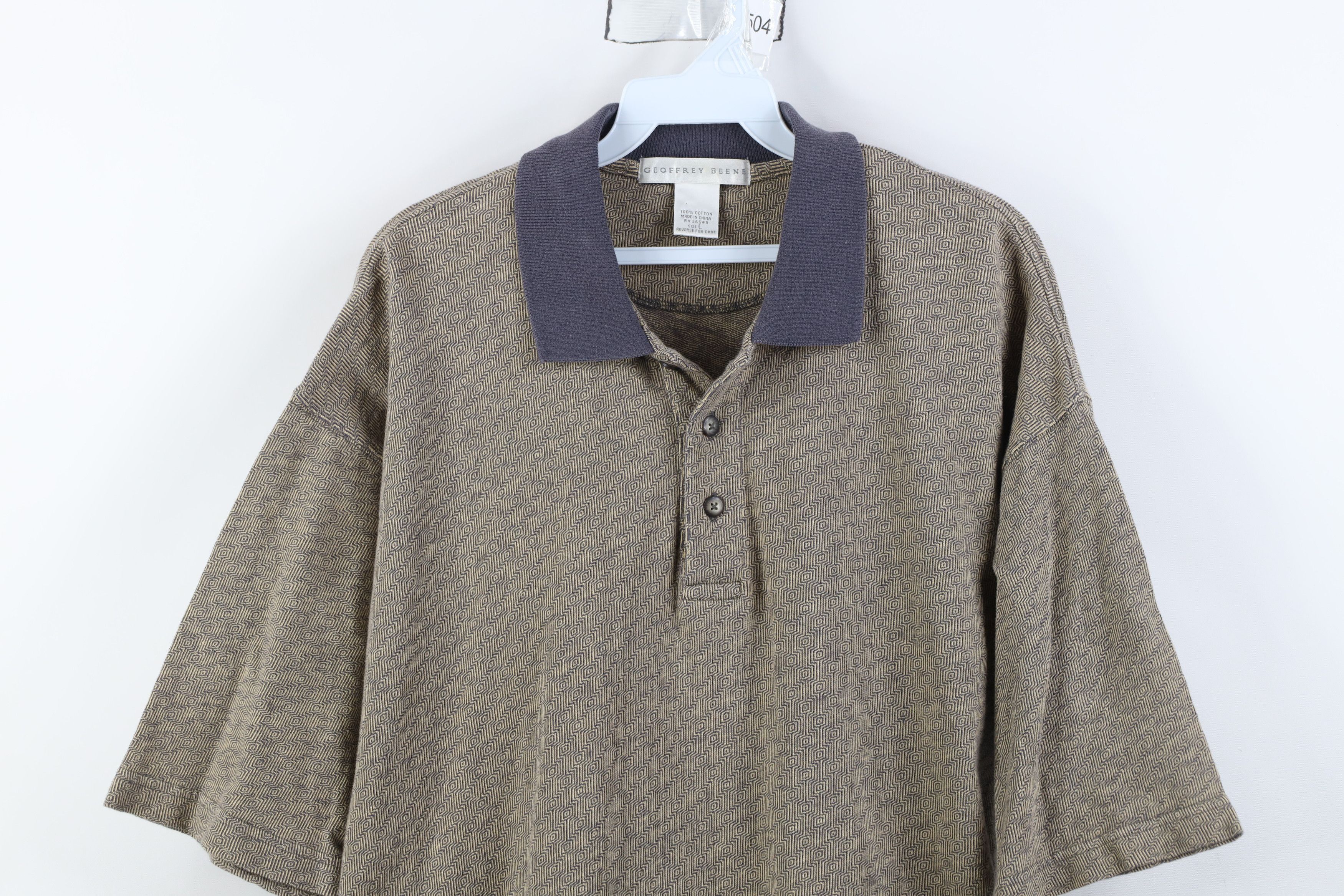 Vintage Vintage 90s Streetwear Baggy Geometric Knit Golf Polo Shirt Size US L / EU 52-54 / 3 - 2 Thumbnail