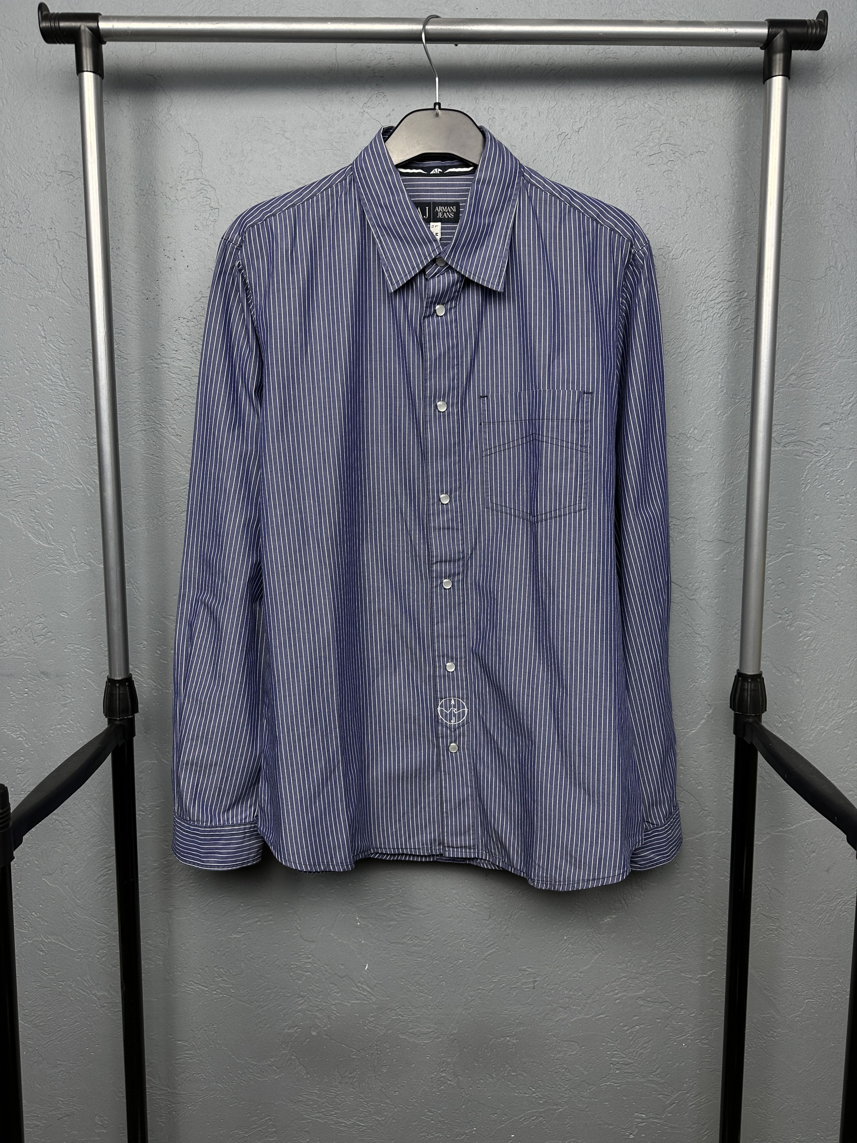 Armani Armani Jeans Vintage Mens Striped Shirt Size US M / EU 48-50 / 2 - 3 Thumbnail