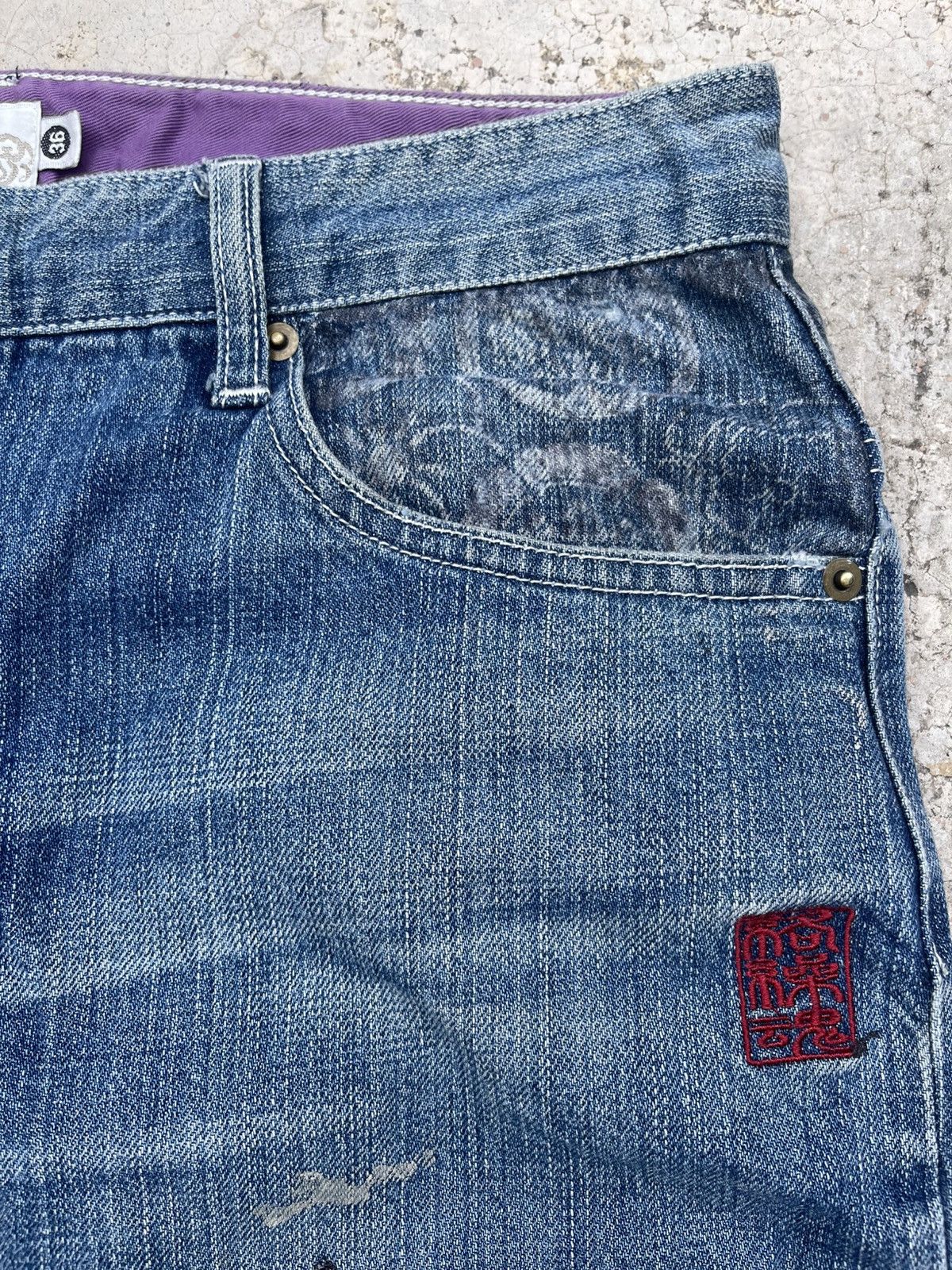 Karakuri Tamashii Karakuri Tamashii Japanese Embroidery Baggy Denim Jeans Size US 36 / EU 52 - 4 Thumbnail
