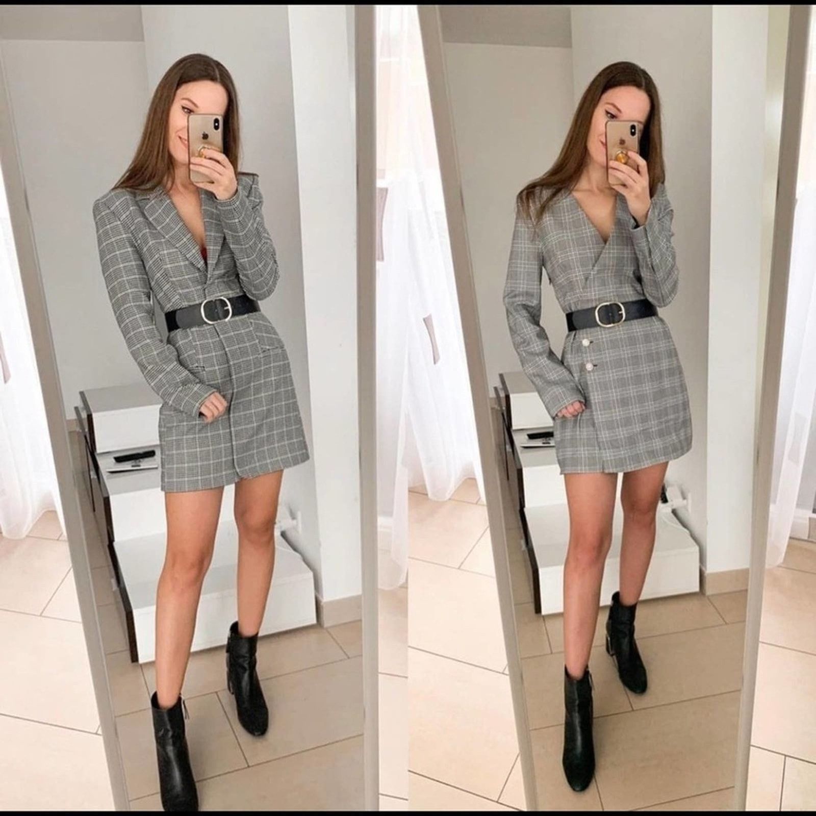Zara ZARA BLOGGER FAVORITE PLAID BLAZER DRESS Size S / US 4 / IT 40 - 2 Thumbnail
