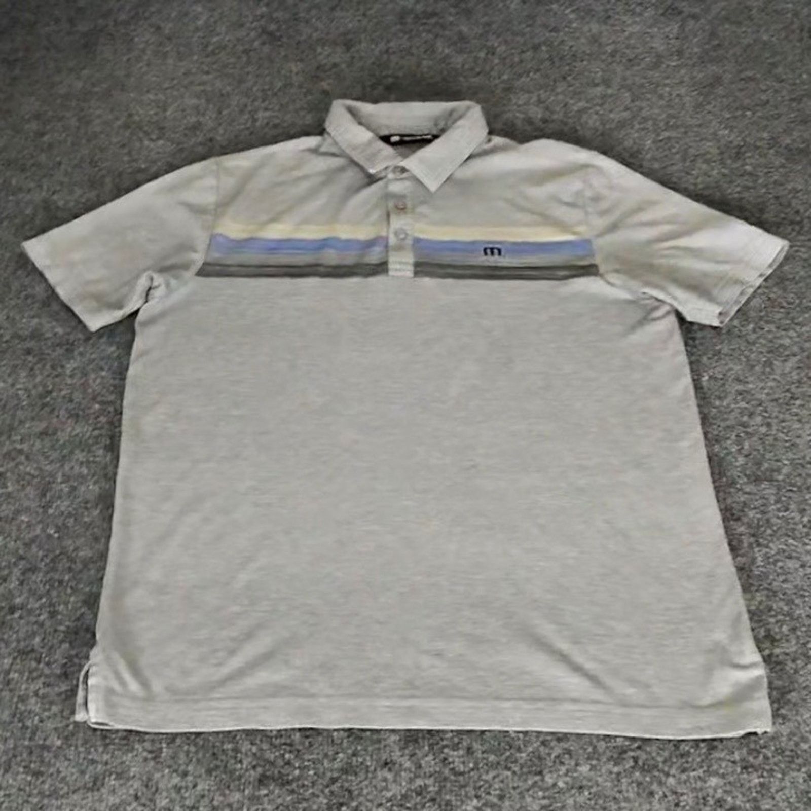 TravisMathew Travis Mathew Polo Shirt Men M Gray Stripe Short Sleeve Golf Size US M / EU 48-50 / 2 - 1 Thumbnail