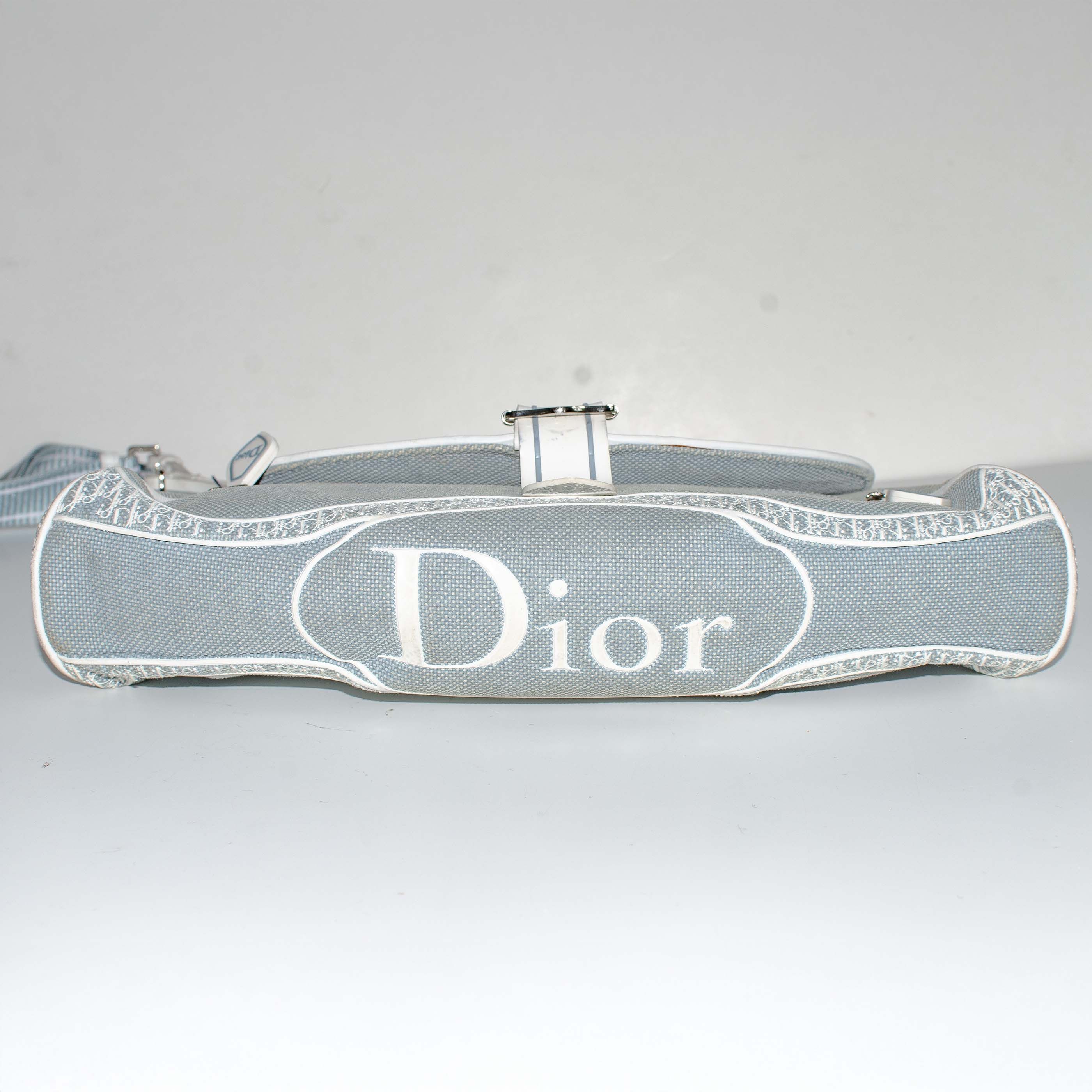 Dior Vintage Dior canvas shoulder bag in light blue / white. Size ONE SIZE - 6 Thumbnail