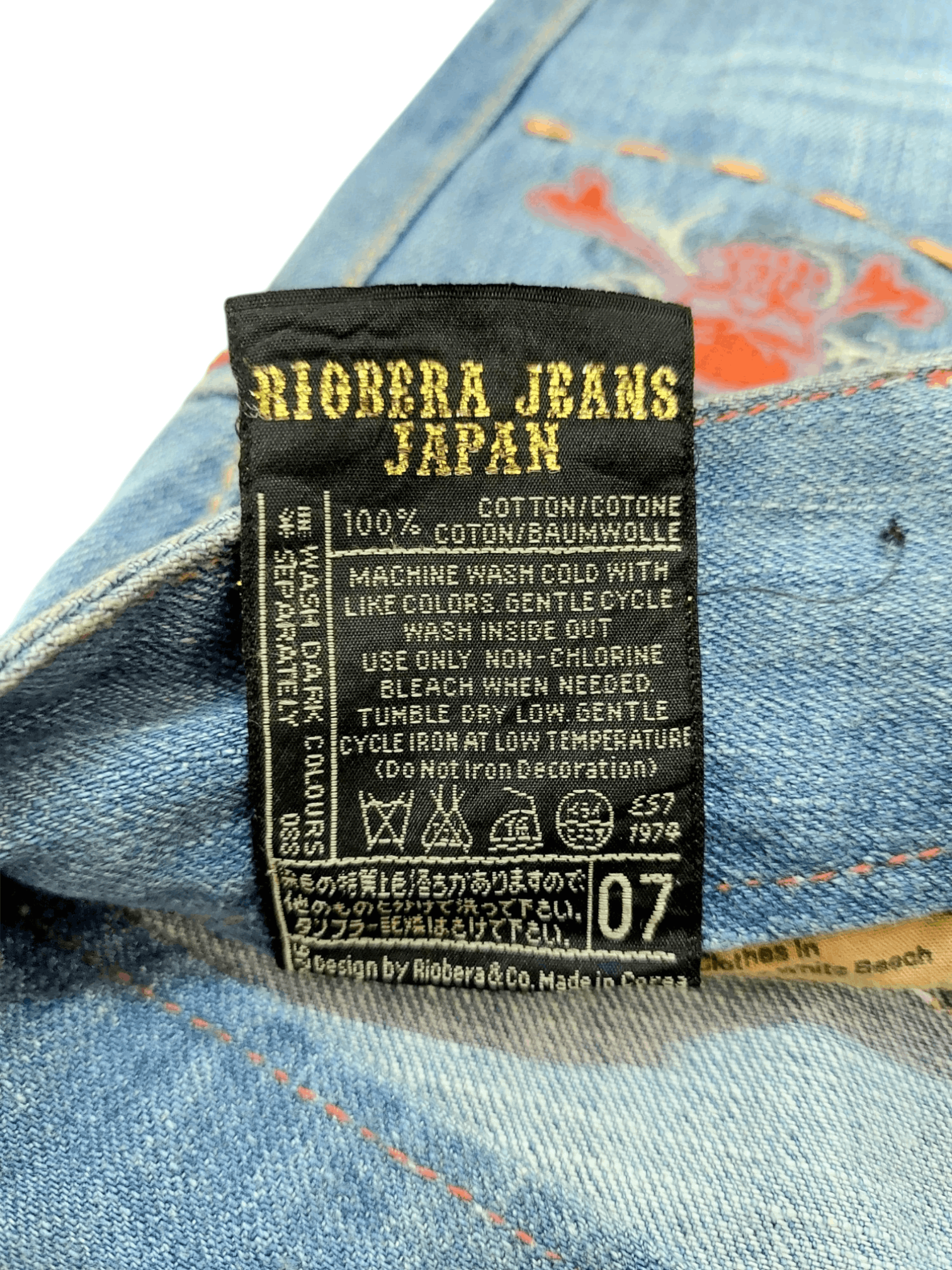 Vintage ☠️ Embroidery Skulls And Eagles Back Pocket Riobera Jeans Size 26" / US 2 / IT 38 - 23 Thumbnail